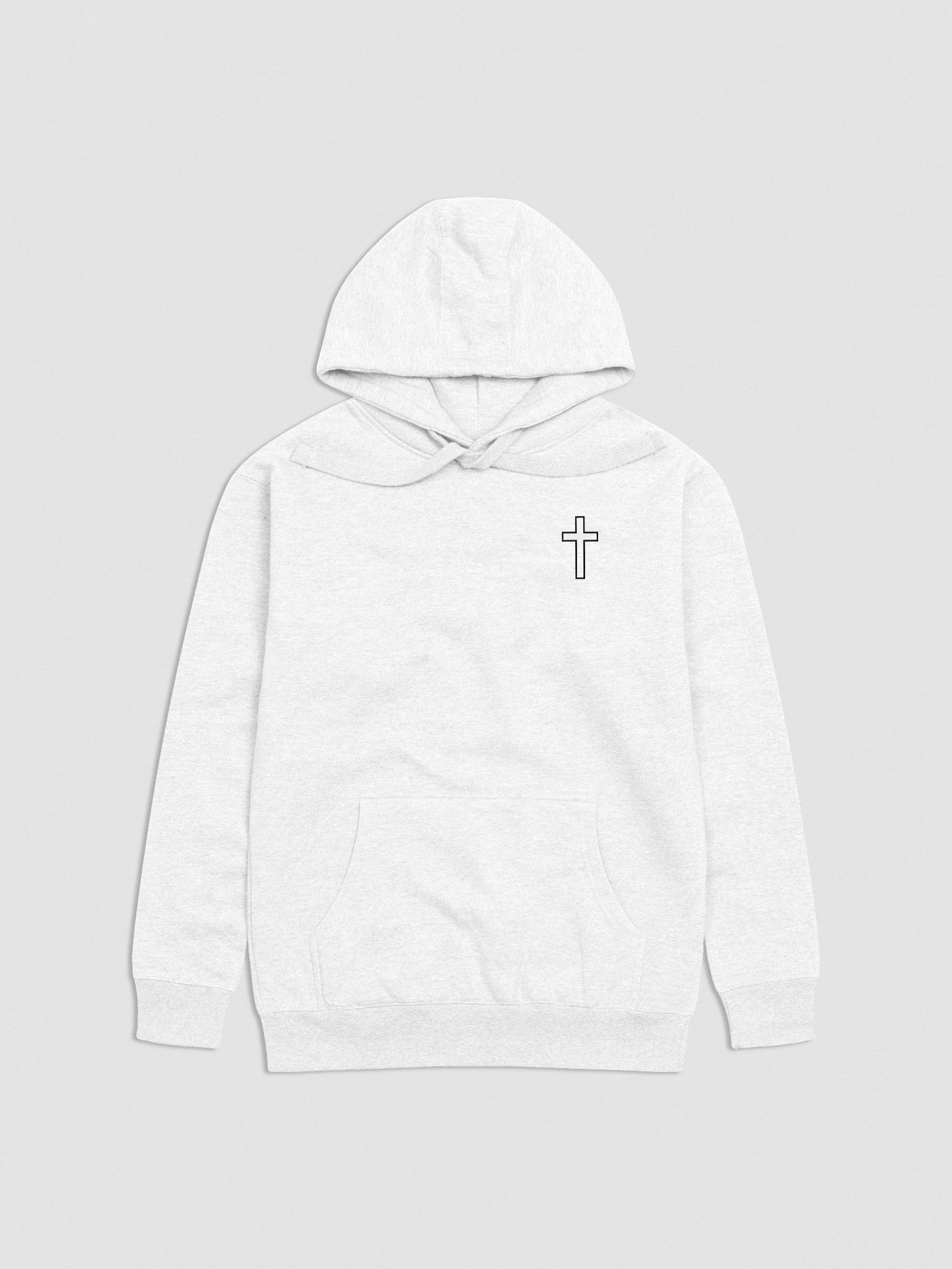 Simple Cross Embroidered White Hoodie | HVN Threads