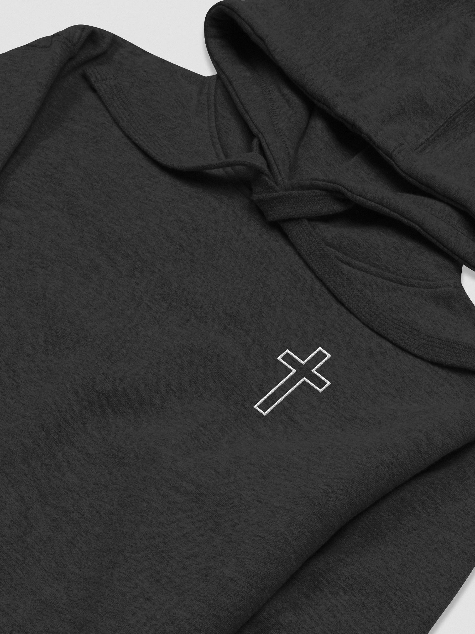 Simple Cross Embroidered Black Hoodie | HVN Threads