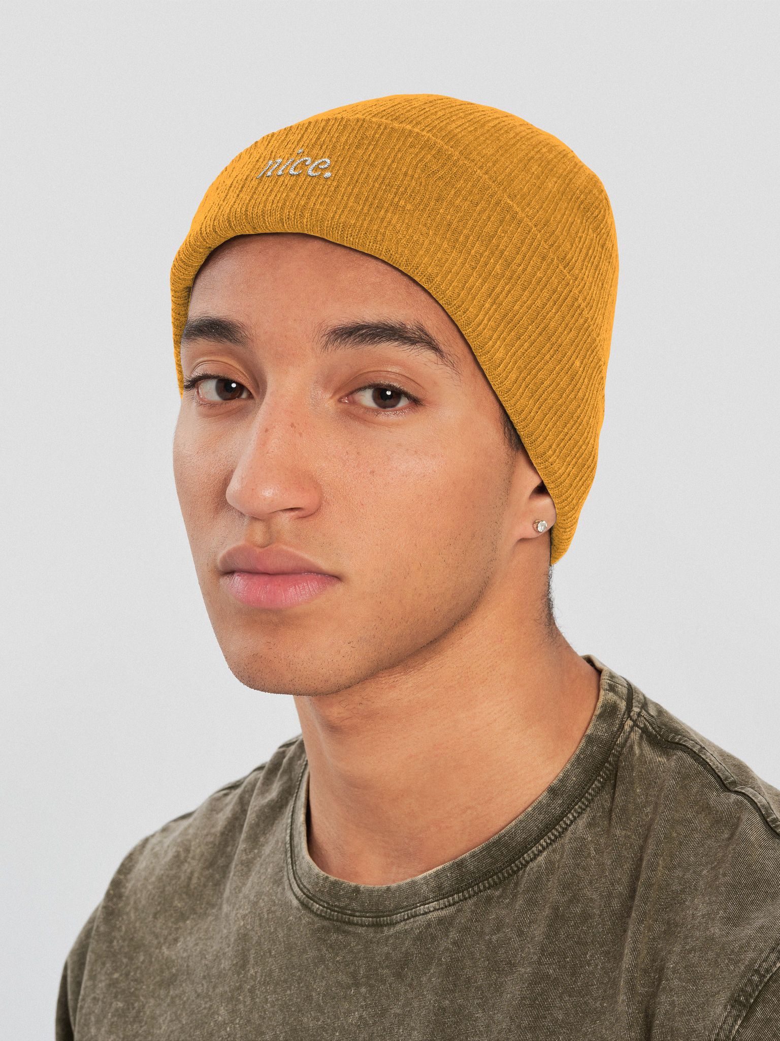 Nice. Beanie (White on Gold) | Nice. Clothes by Bucks