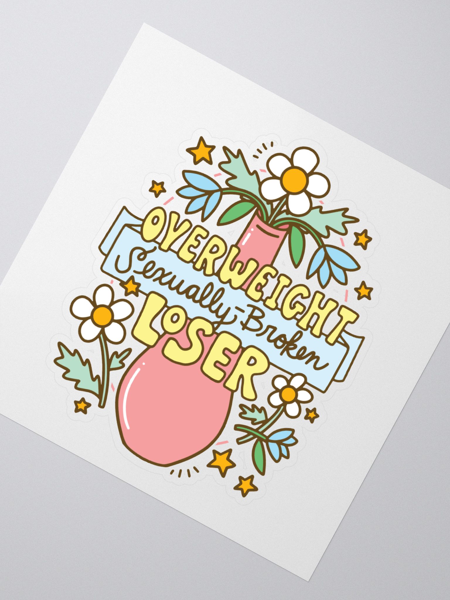 Overweight Sexually Broken Loser (vase version) sticker | FundieFridays.Shop