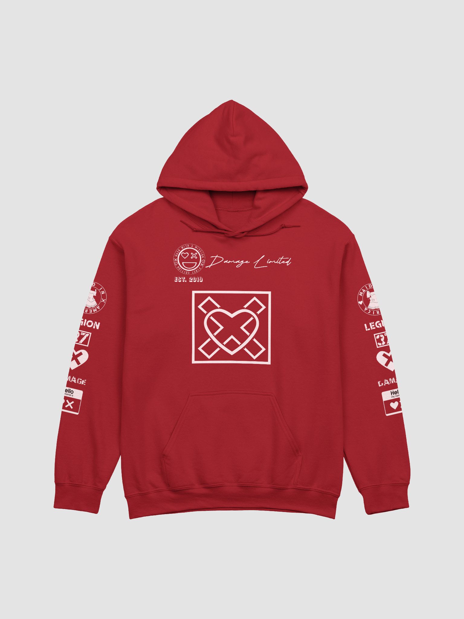 Red damage sale done sweatshirt