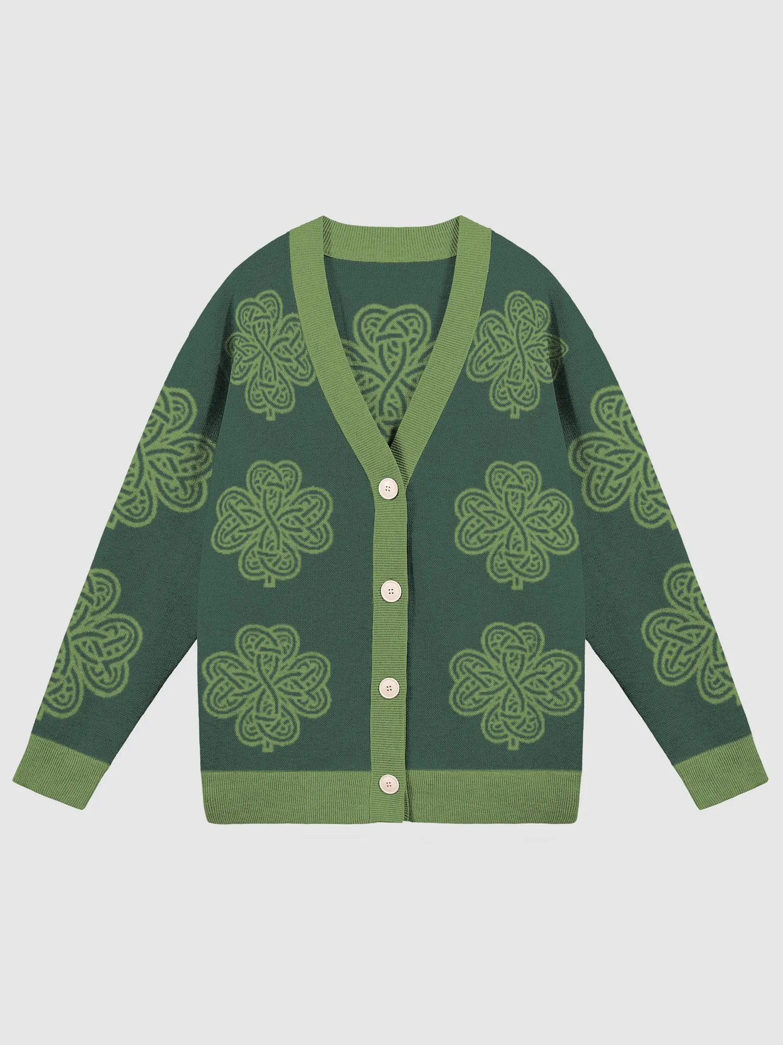 [GRAVER]★CLOVER SMILE EMBROIDERY KNIT CARDIGAN UNISEX] Clover smile embroidery knit cardigan - GRAVER | 60