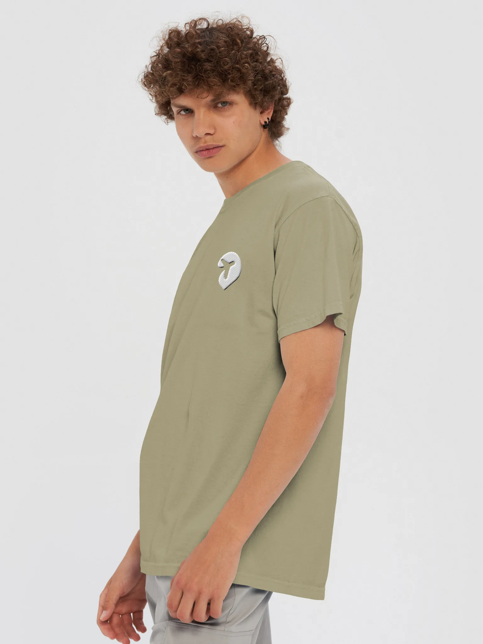 Embroidered Logo T-Shirt - Khaki | Explore Travel Earth