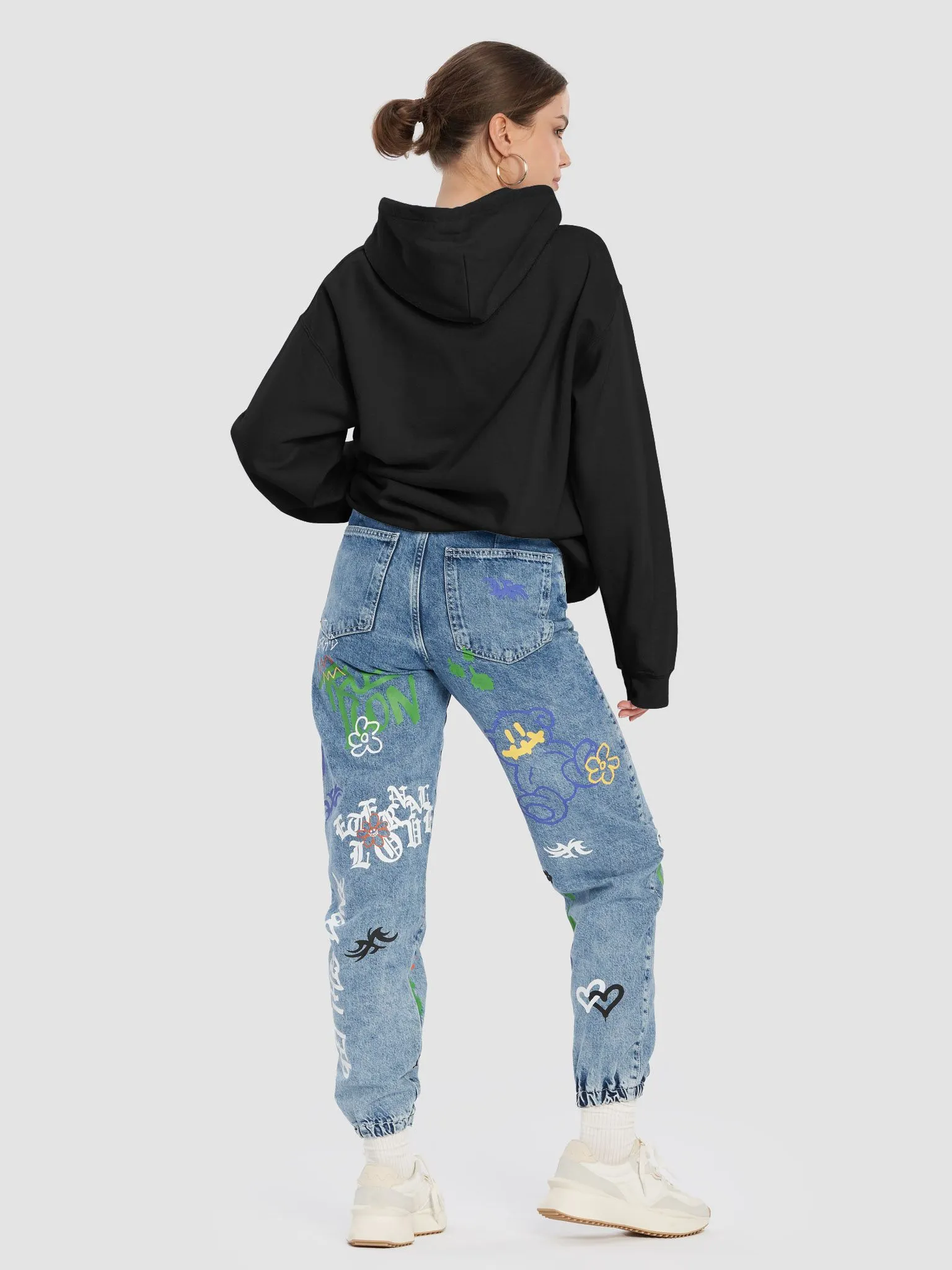 TWNのCurious Hoodie 全4色 Neon Floral Horses Full Zip Hoodie for Women