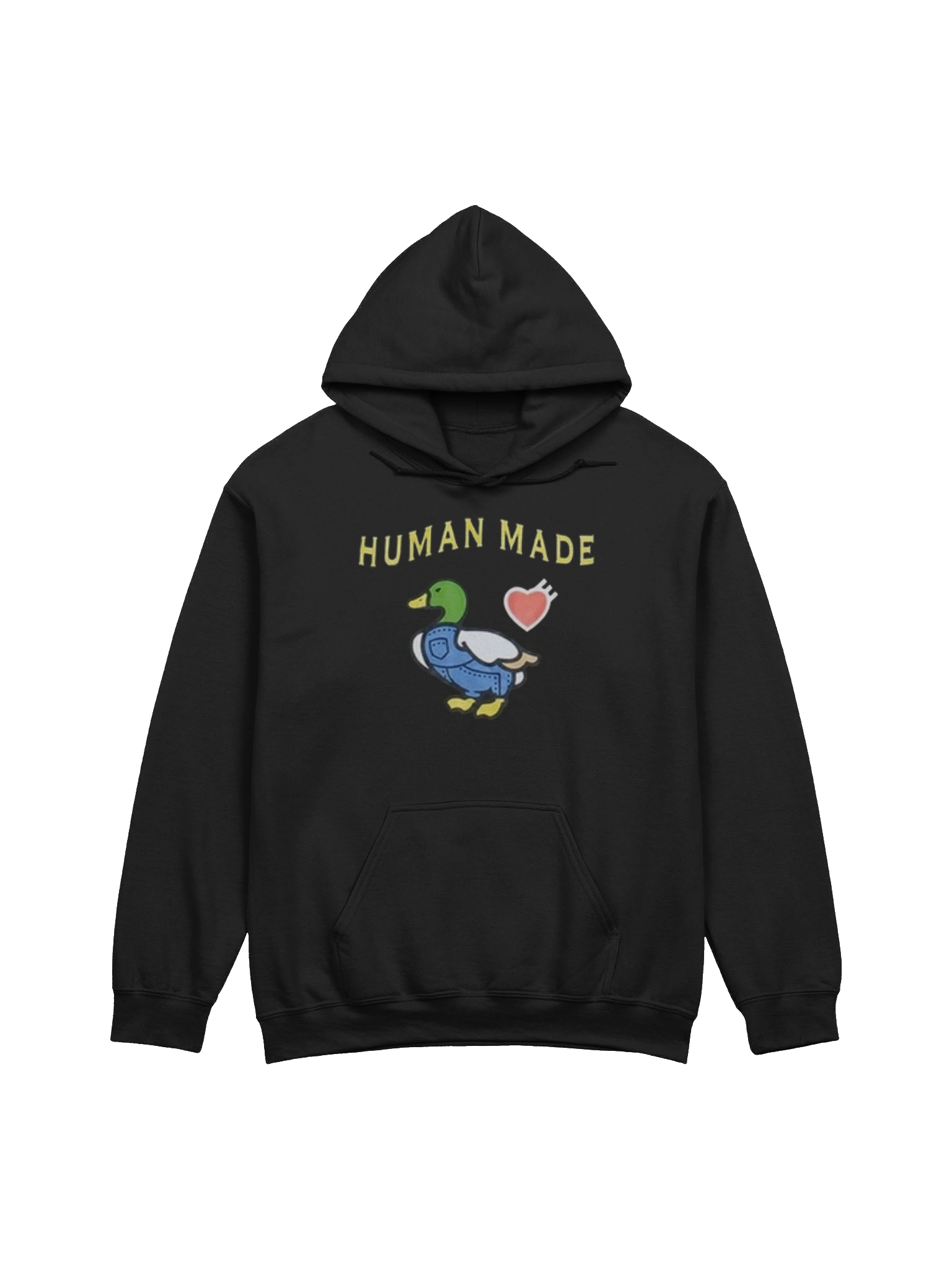 Human Made Duck Graphic Black Hoodie with Back Text Print | Human