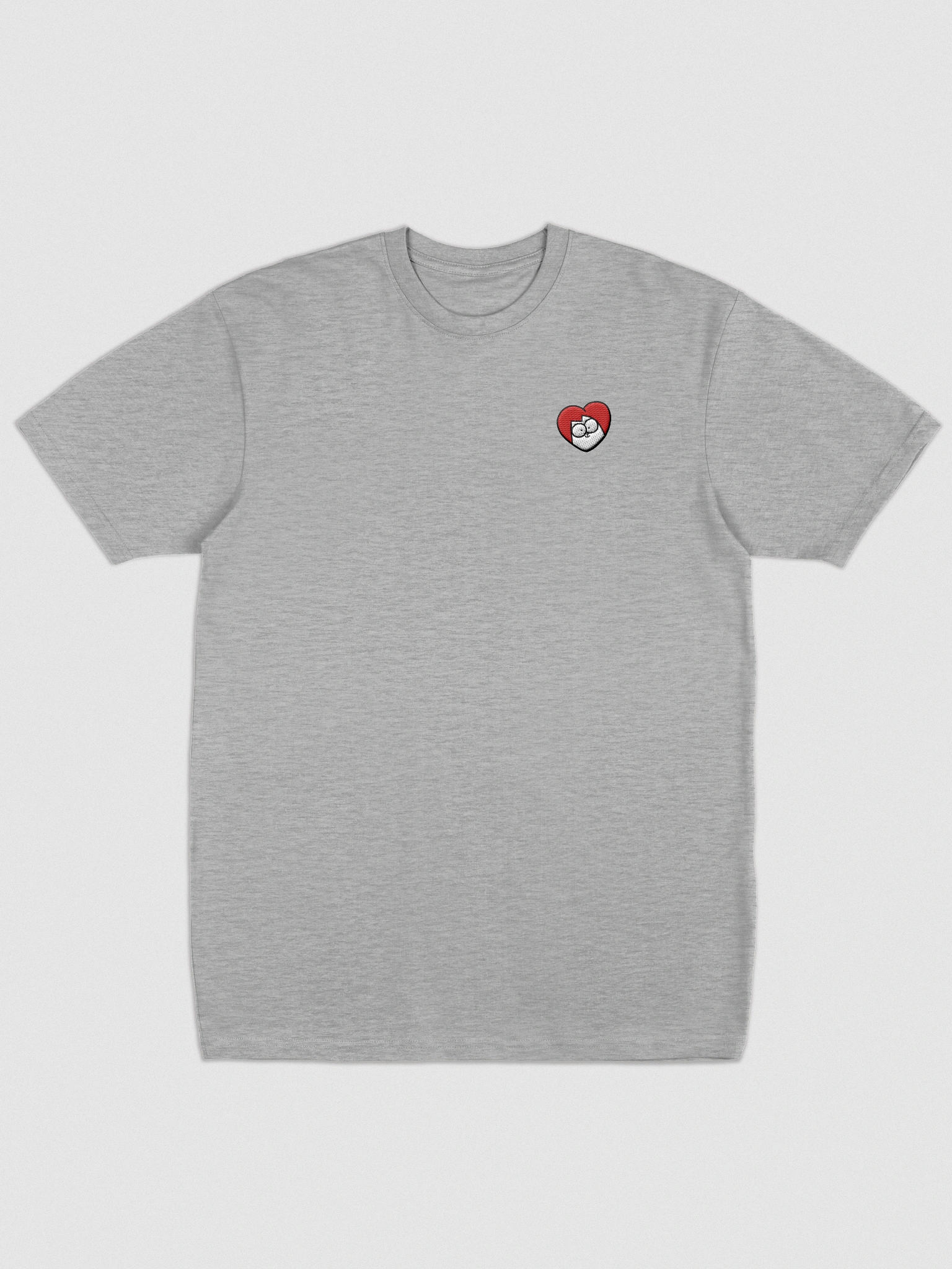 Embroidered Heart Cotton T-Shirt | Simon's Cat Merch