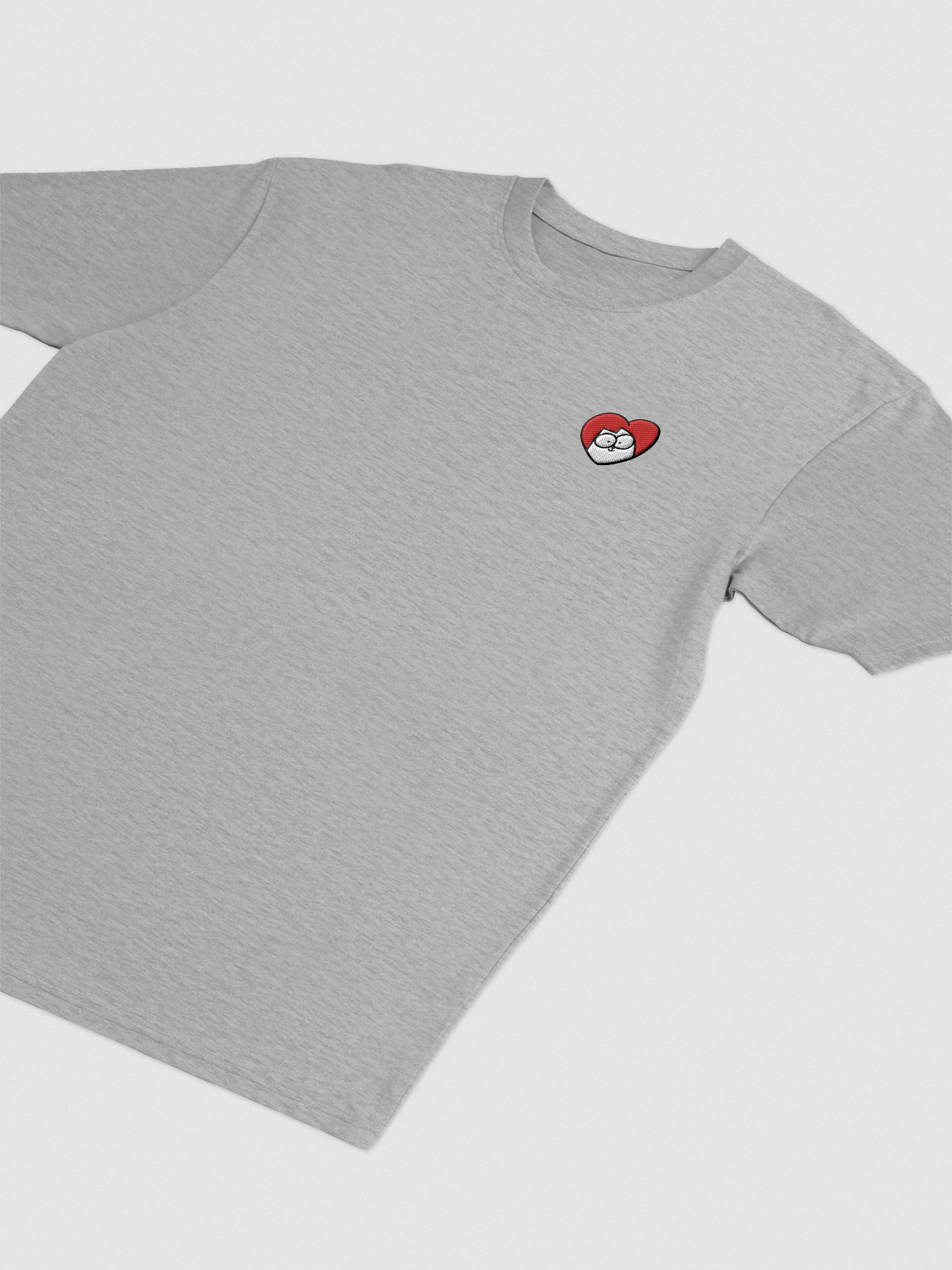 Embroidered Heart Cotton T-Shirt | Simon's Cat Merch