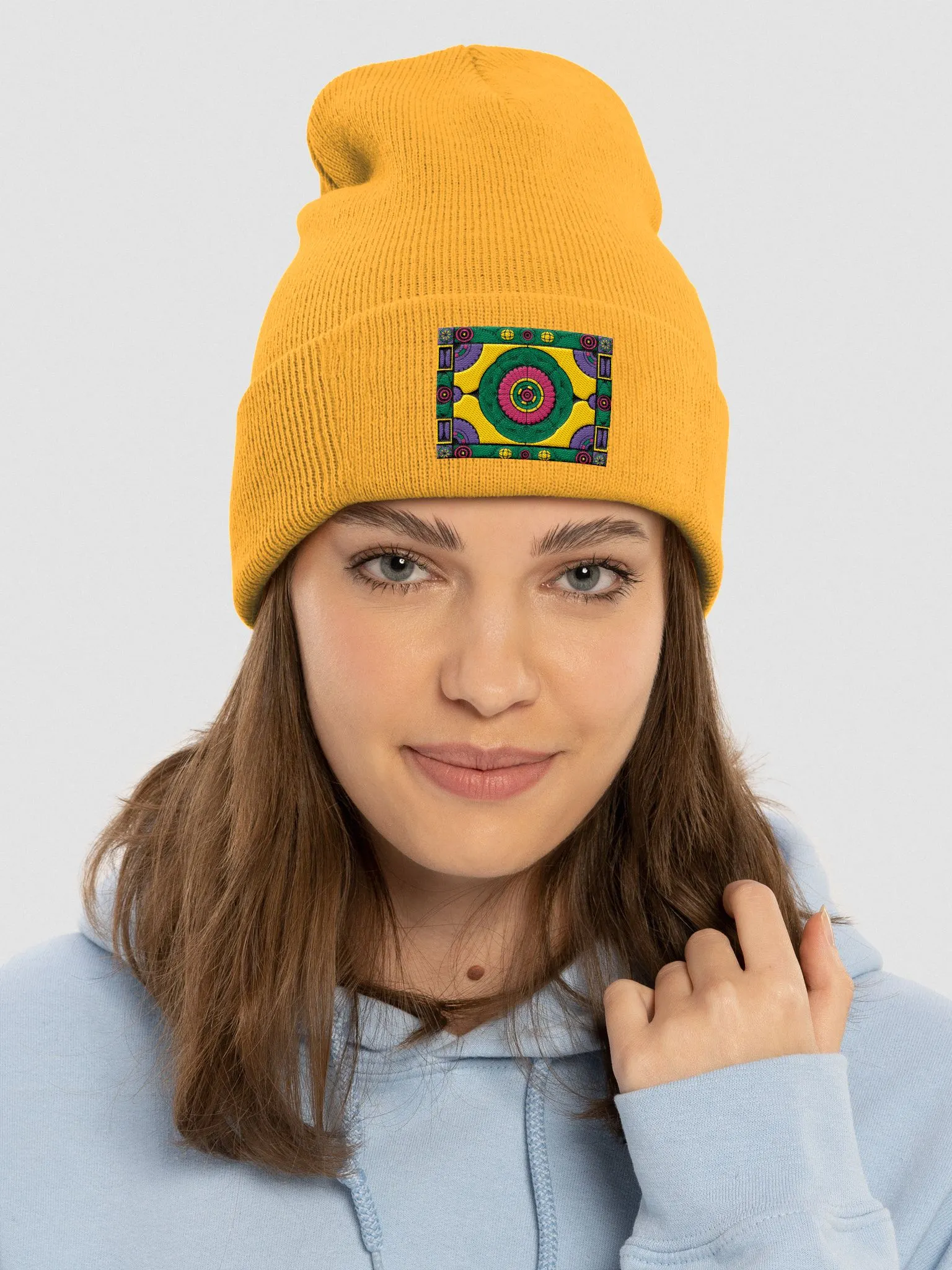 IsecaI Beanie Brown×Yellow IsecaI Beanie Brown×Yellow