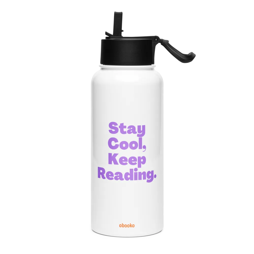 Water Bottle "Stay Cool, Keep Reading" Purple