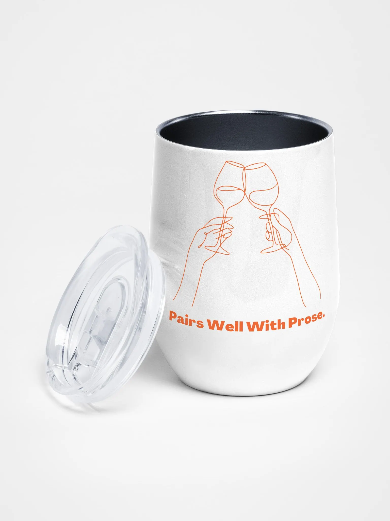 Wine Tumbler "Pairs Well With Prose" Orange