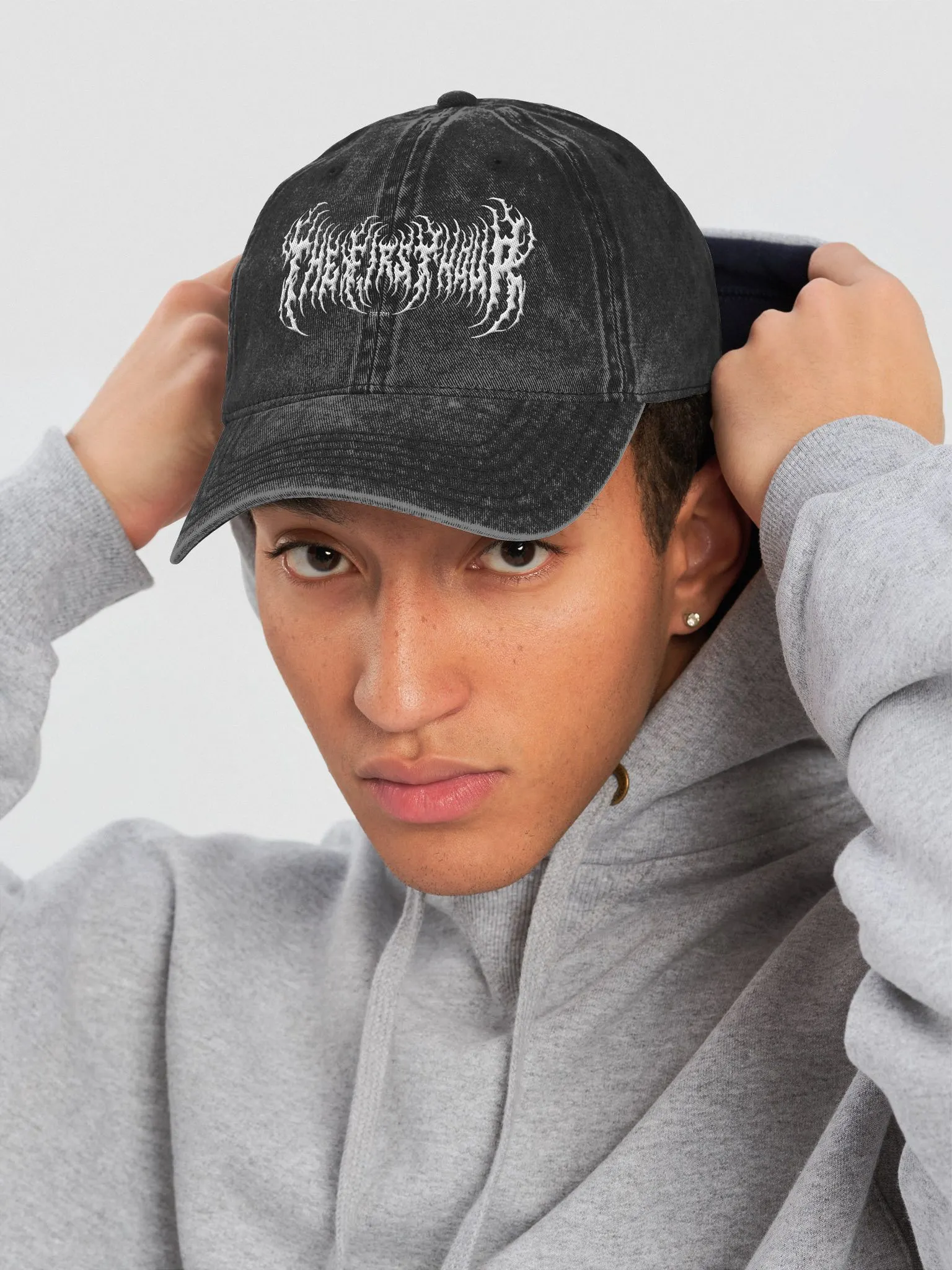 ＊韓国＊［grunden］VINTAGE BOX LABEL CAP WASHED BLACK GRUNDEN 글런든 VINTAGE BOX LABEL CAP (WASHED BLACK)