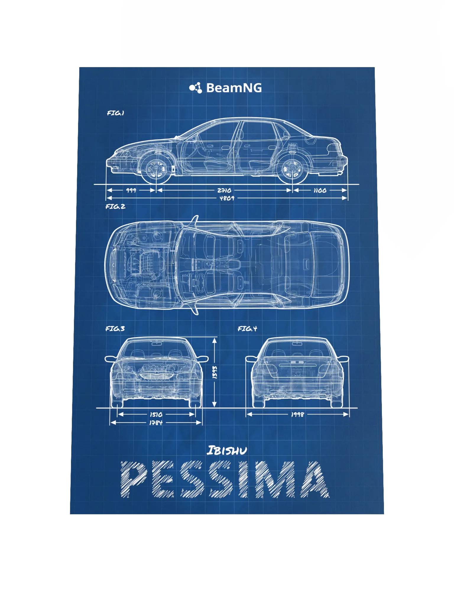 Ebizabesuページ Ibishu Pessima (1996 - 2000) Blueprint Poster | BeamNG