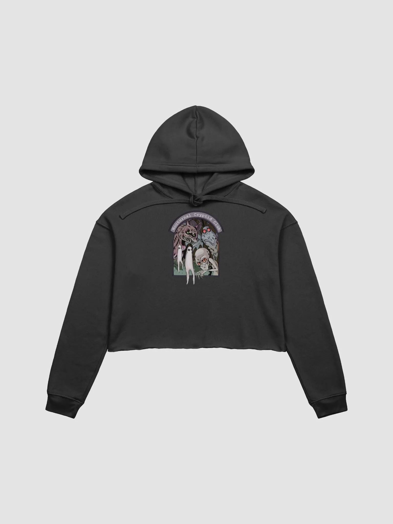 Nocturnal Cryptids Club Crop Hoodie | TheVintagePotato