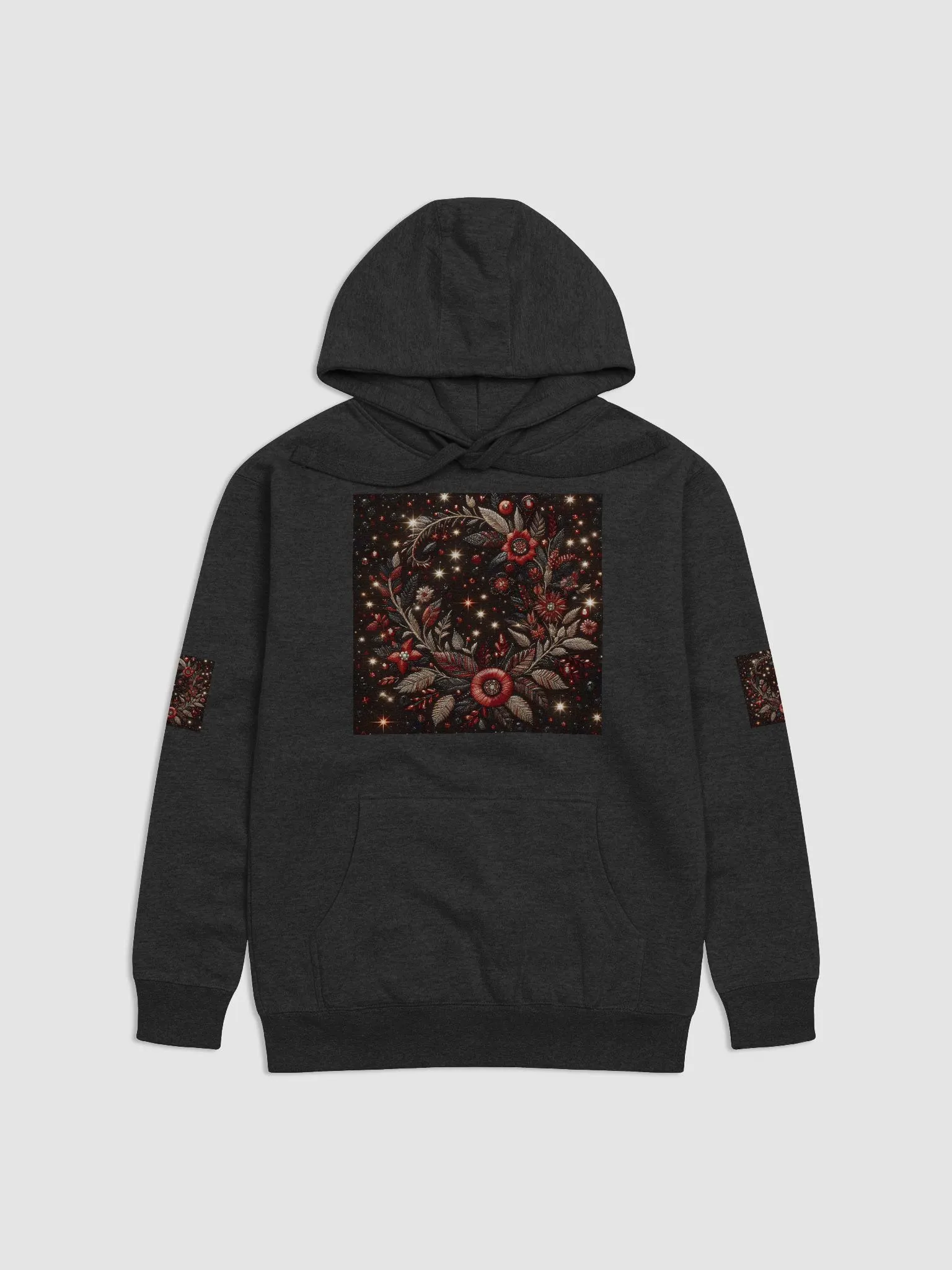 【GRAVER】24SS★ Black Odd Flower Embroidery Hoodie MUSINSA | GRAVER [UNISEX] Black odd flower embroidery
