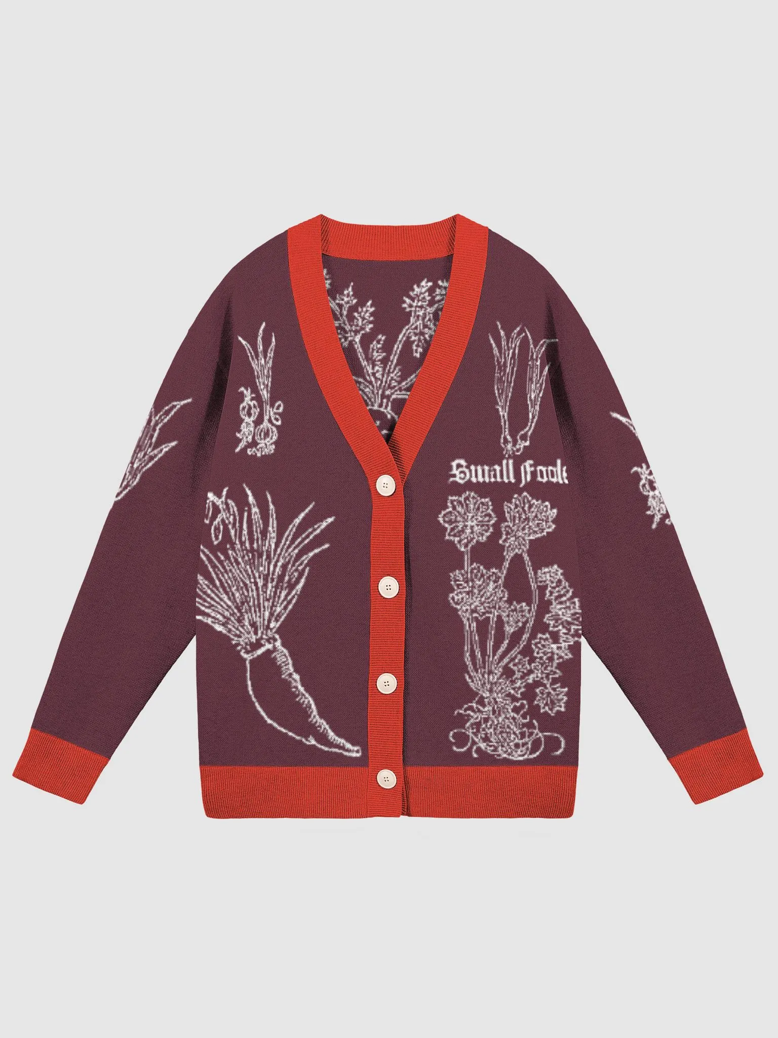 16th Century Herbology Treatise Cardigan - Wine | SmallFools