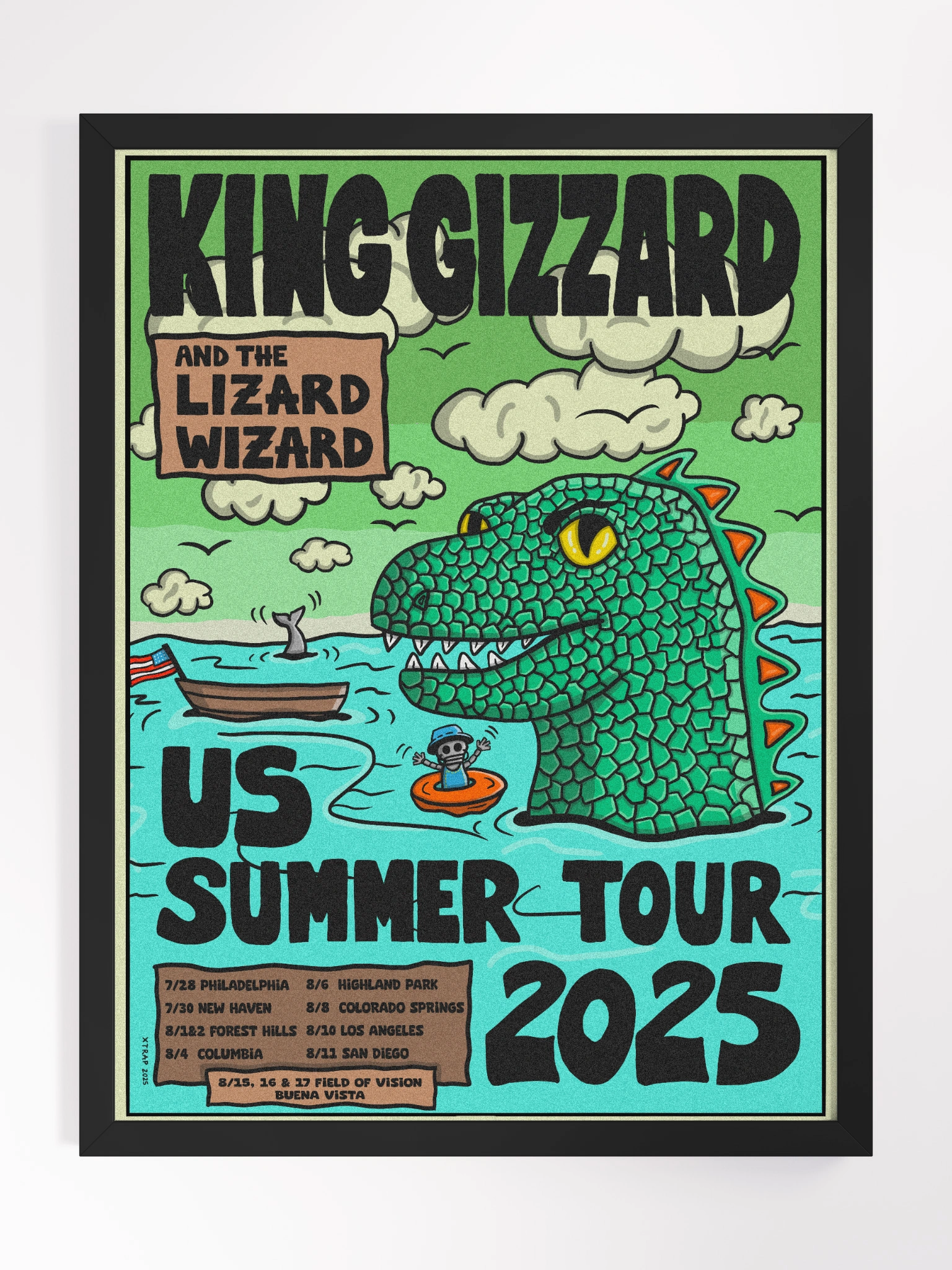 KING GIZZARD 2025 US SUMMER TOUR FRAMED POSTER | MUNT MACHINE