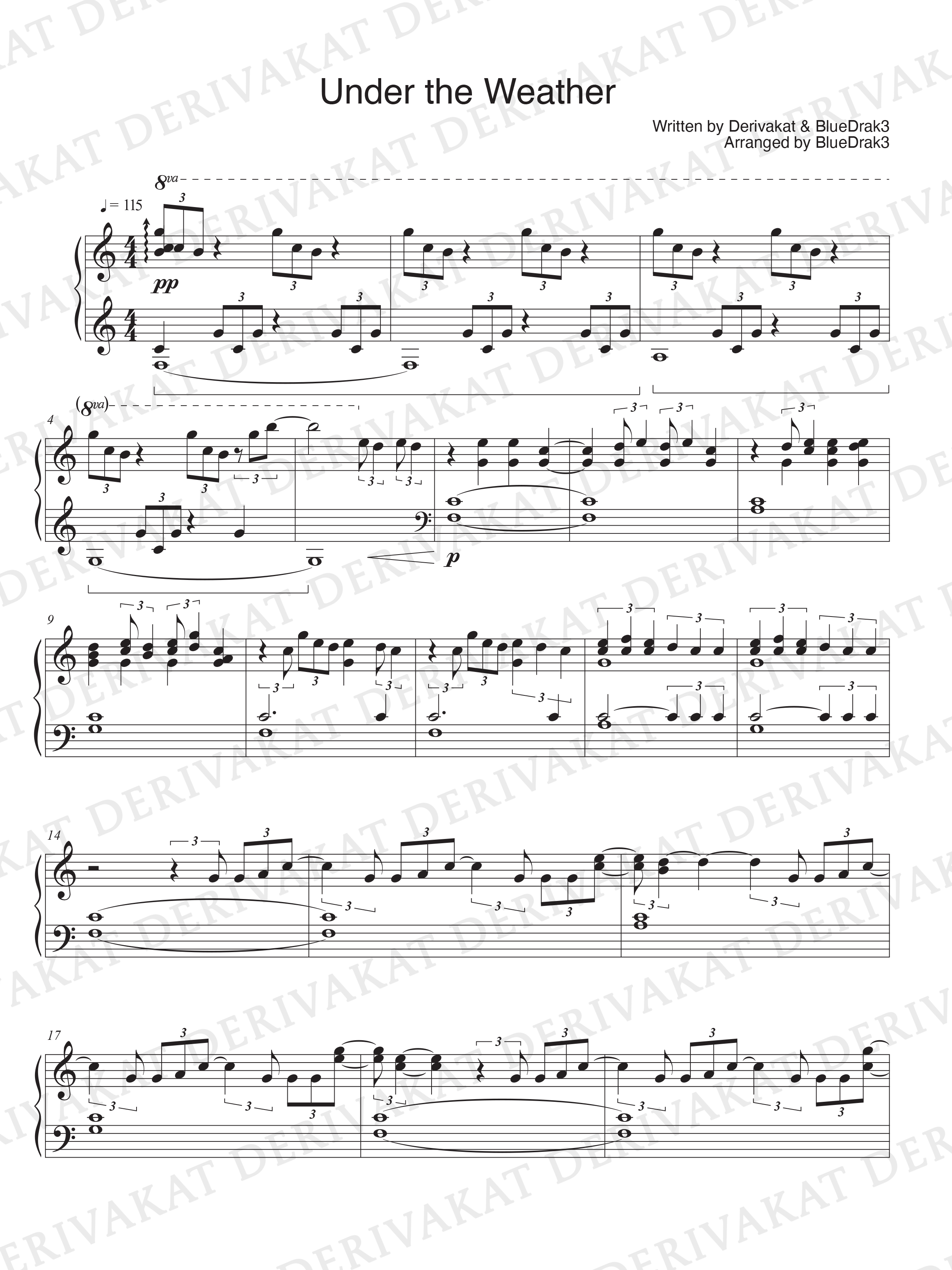 Under The Weather Sheet Music For Piano Derivakat