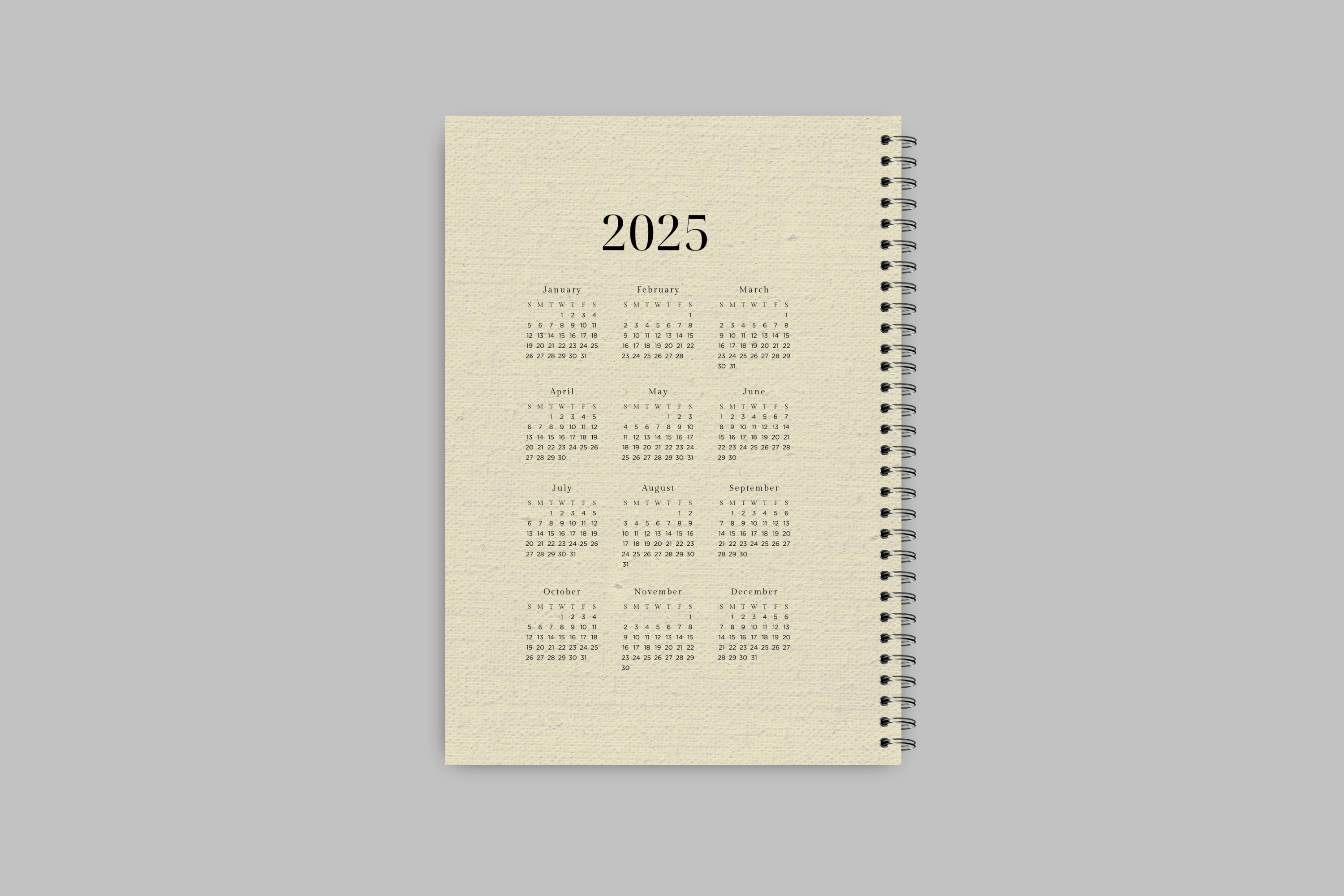 Spiral Notebook Template 2025 Calendar Canva Template Digital