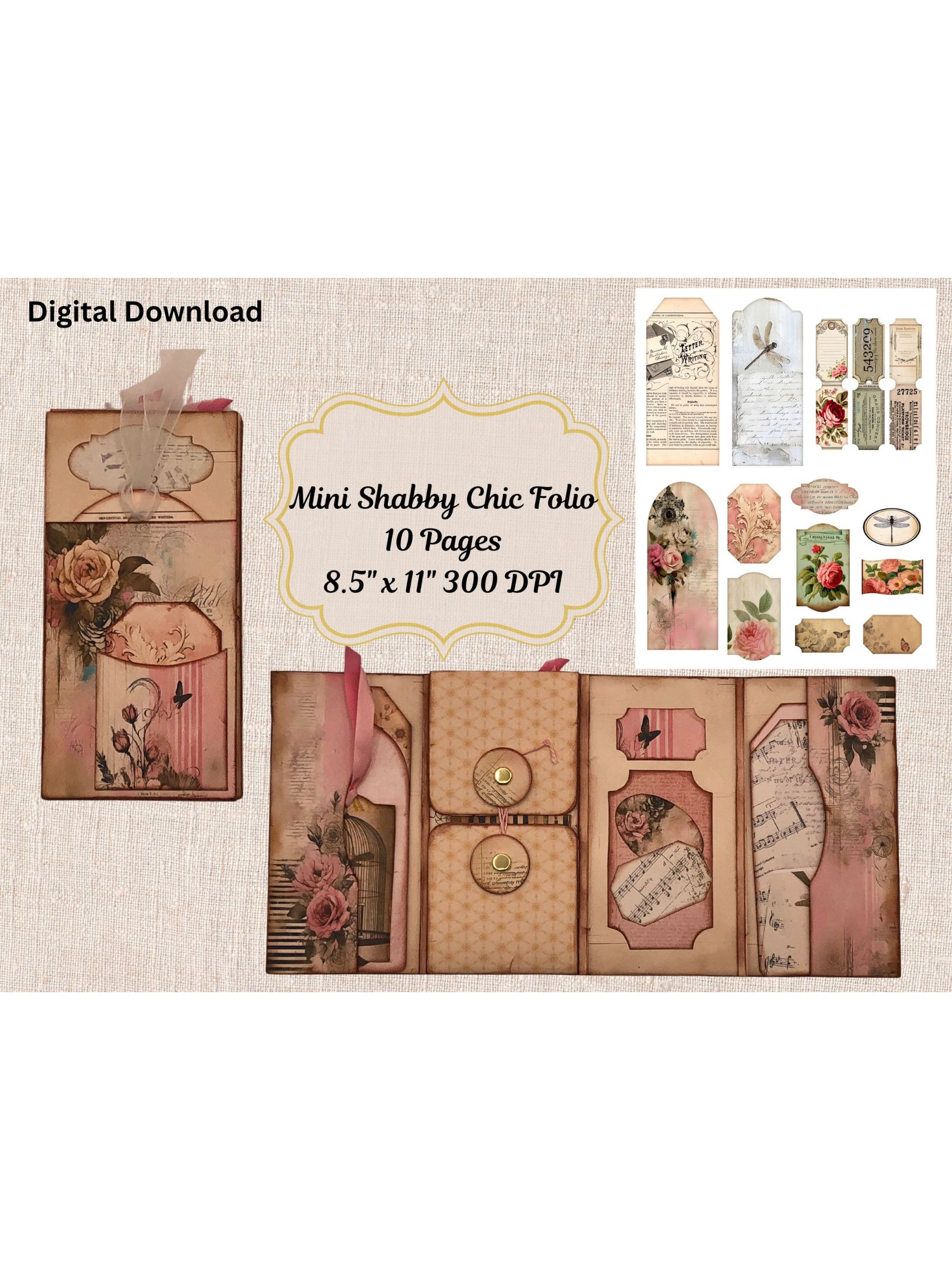 Mini Shabby Chic Vintage Inspired Junk Journal | DBE Print Shop