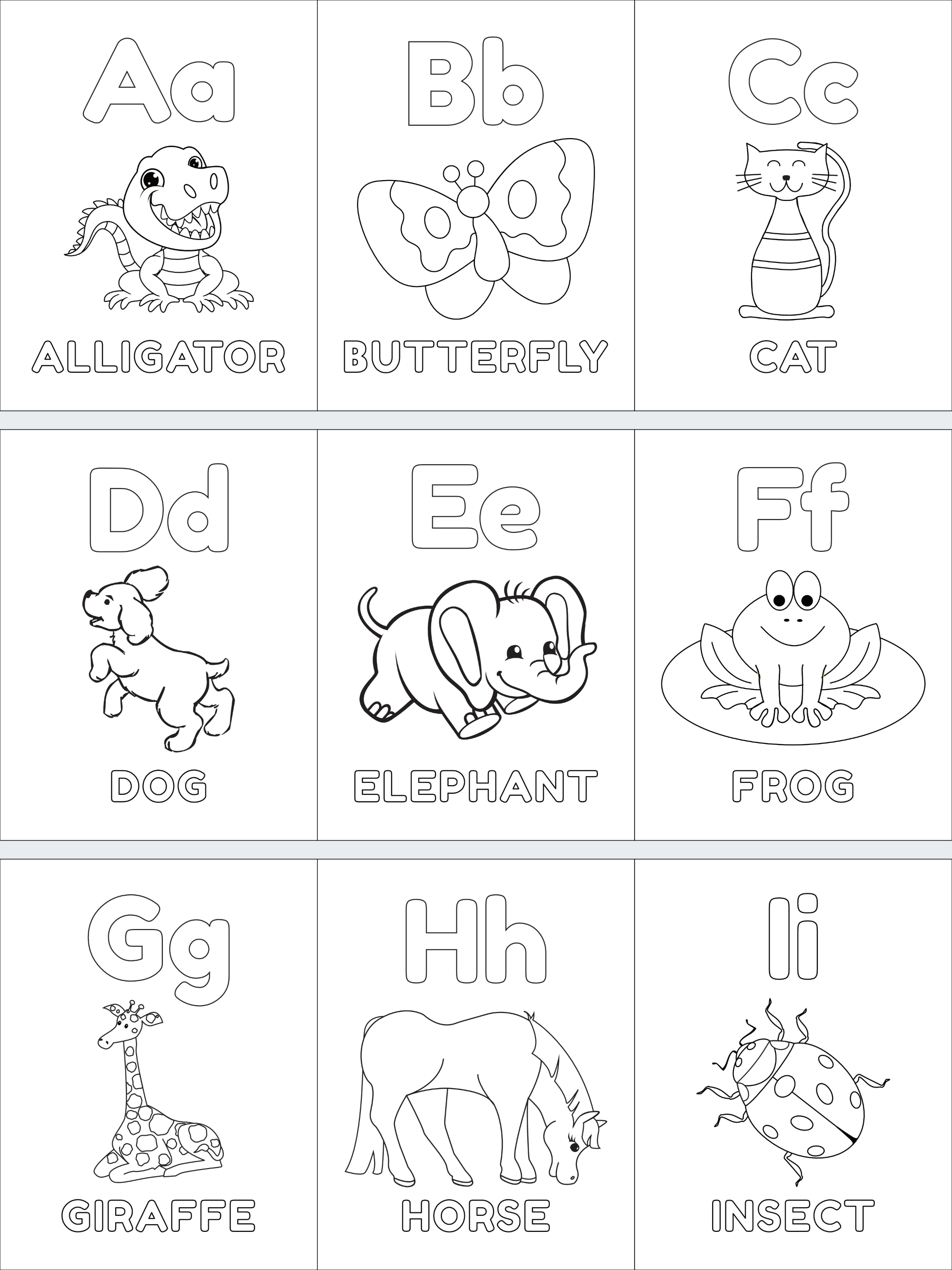 Printable ABC Animal Coloring Pages For Kids | Creative Printable Designs