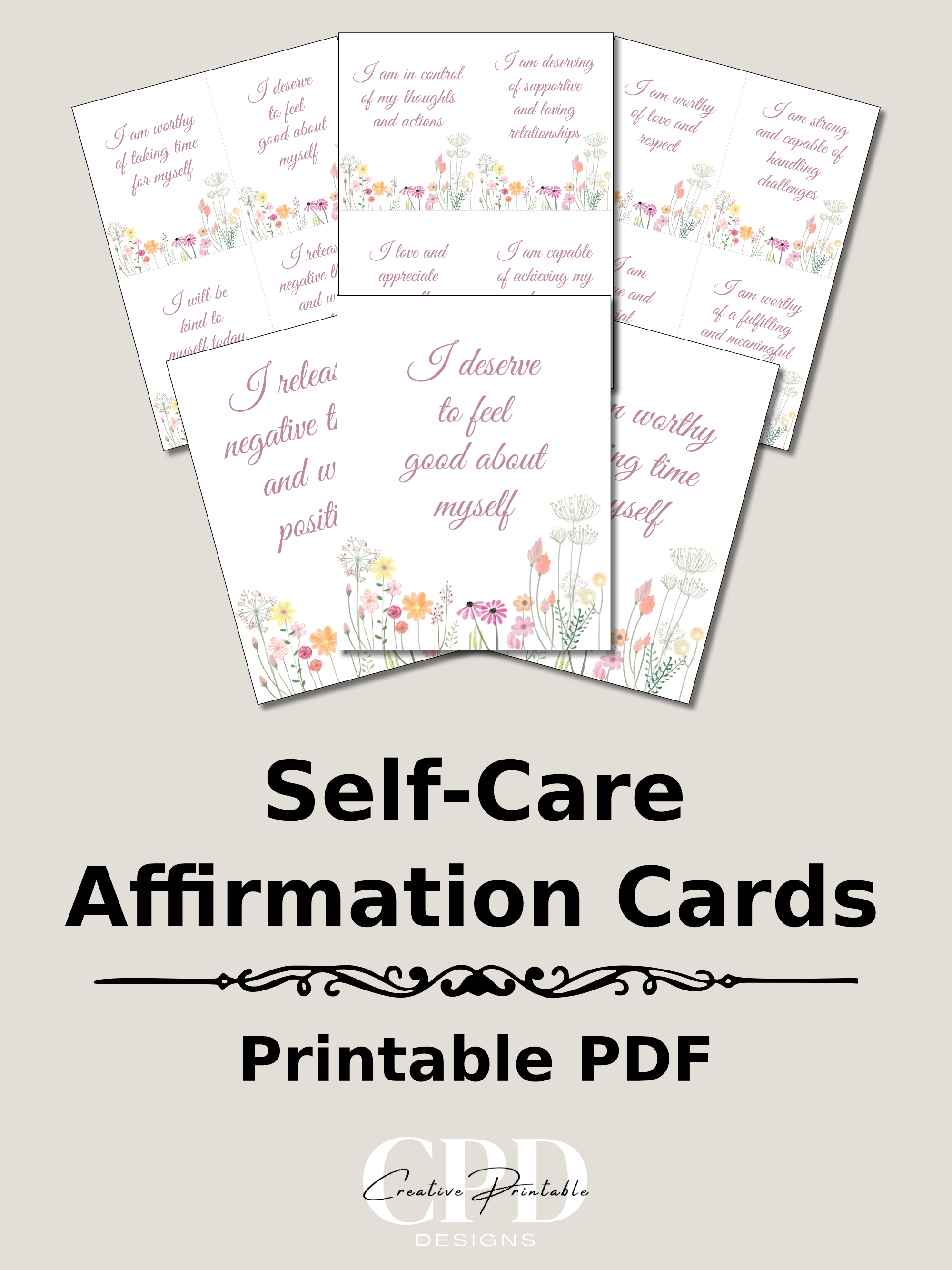 Printable Self Care Affirmation Cards | Creative Printable Designs