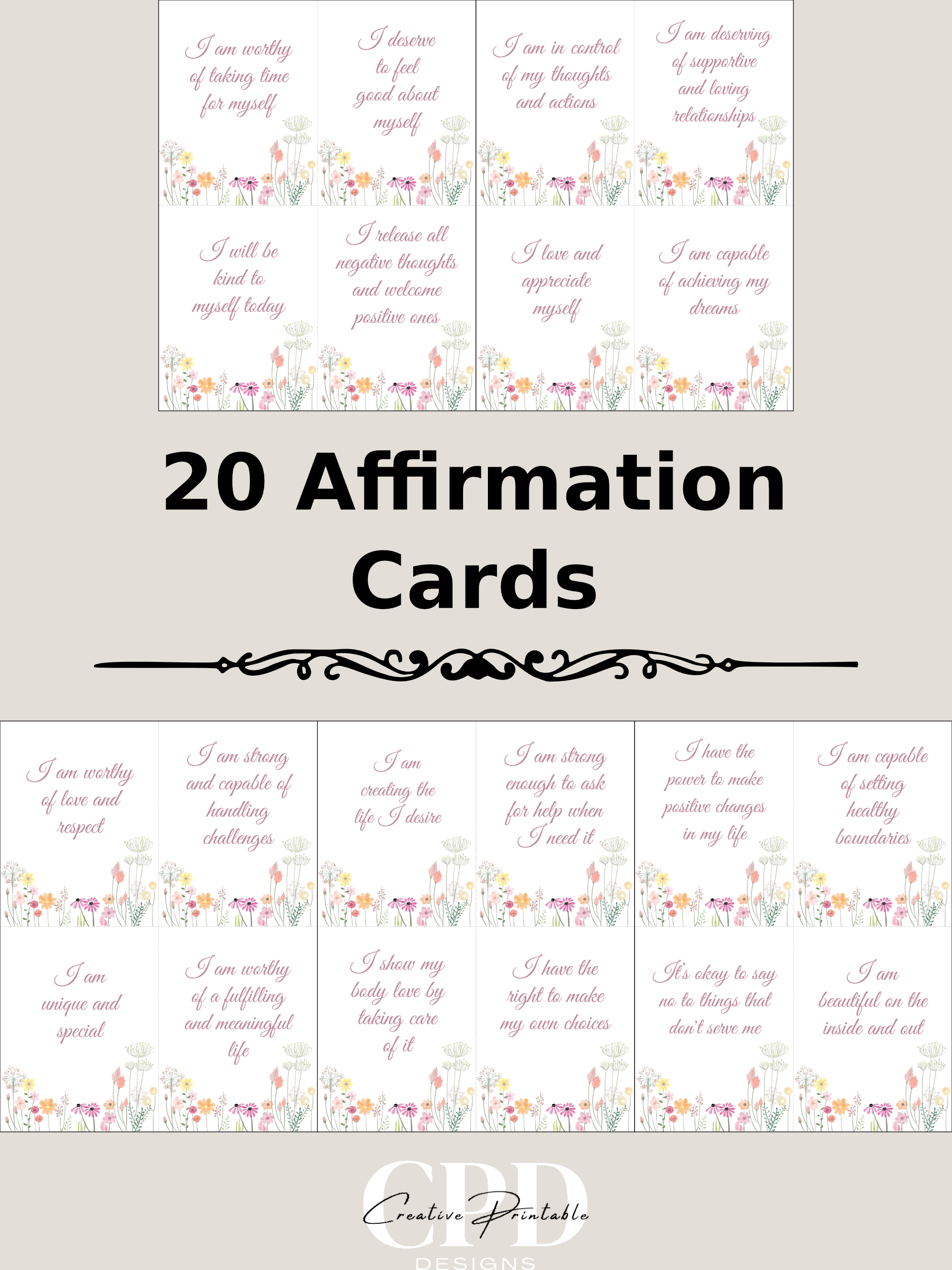 Printable Self Care Affirmation Cards | Creative Printable Designs