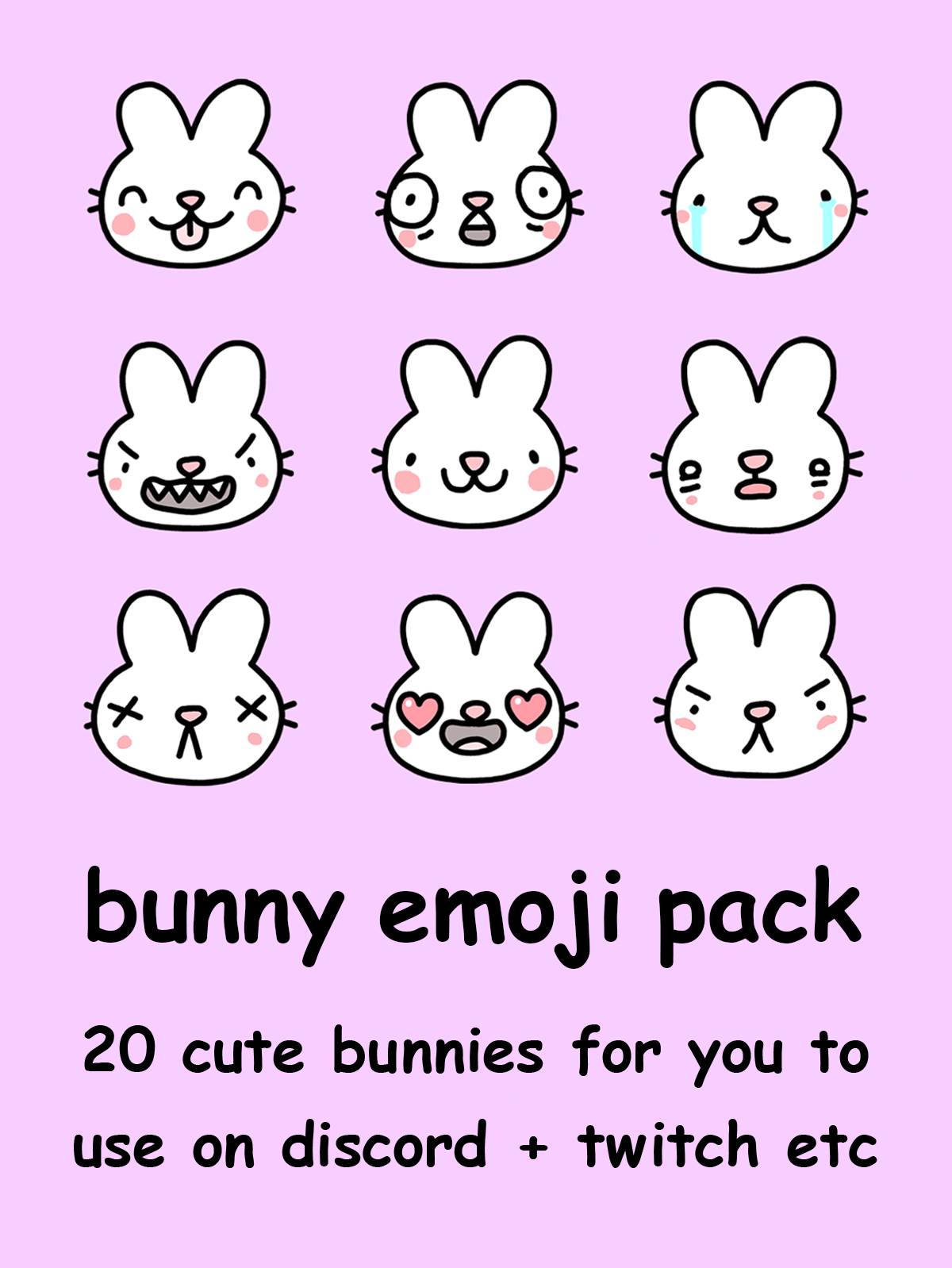 Bunny Emoji Pack for Discord + Twitch - stinkykatie