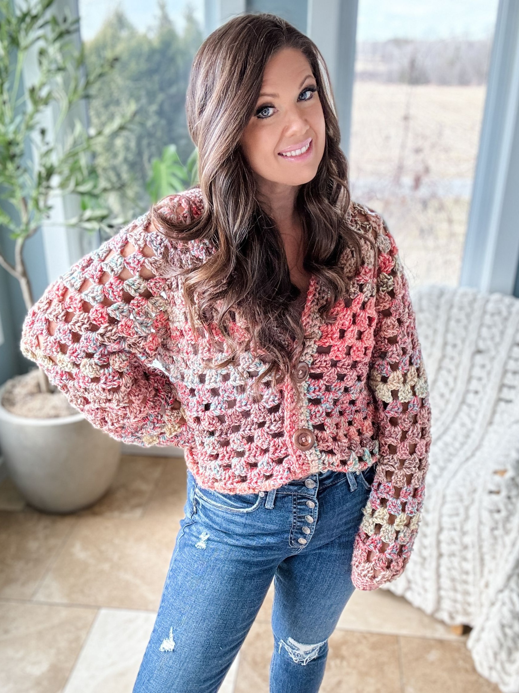 Chunky Granny Stitch Cardigan Crochet Pattern | MJ's Off The
