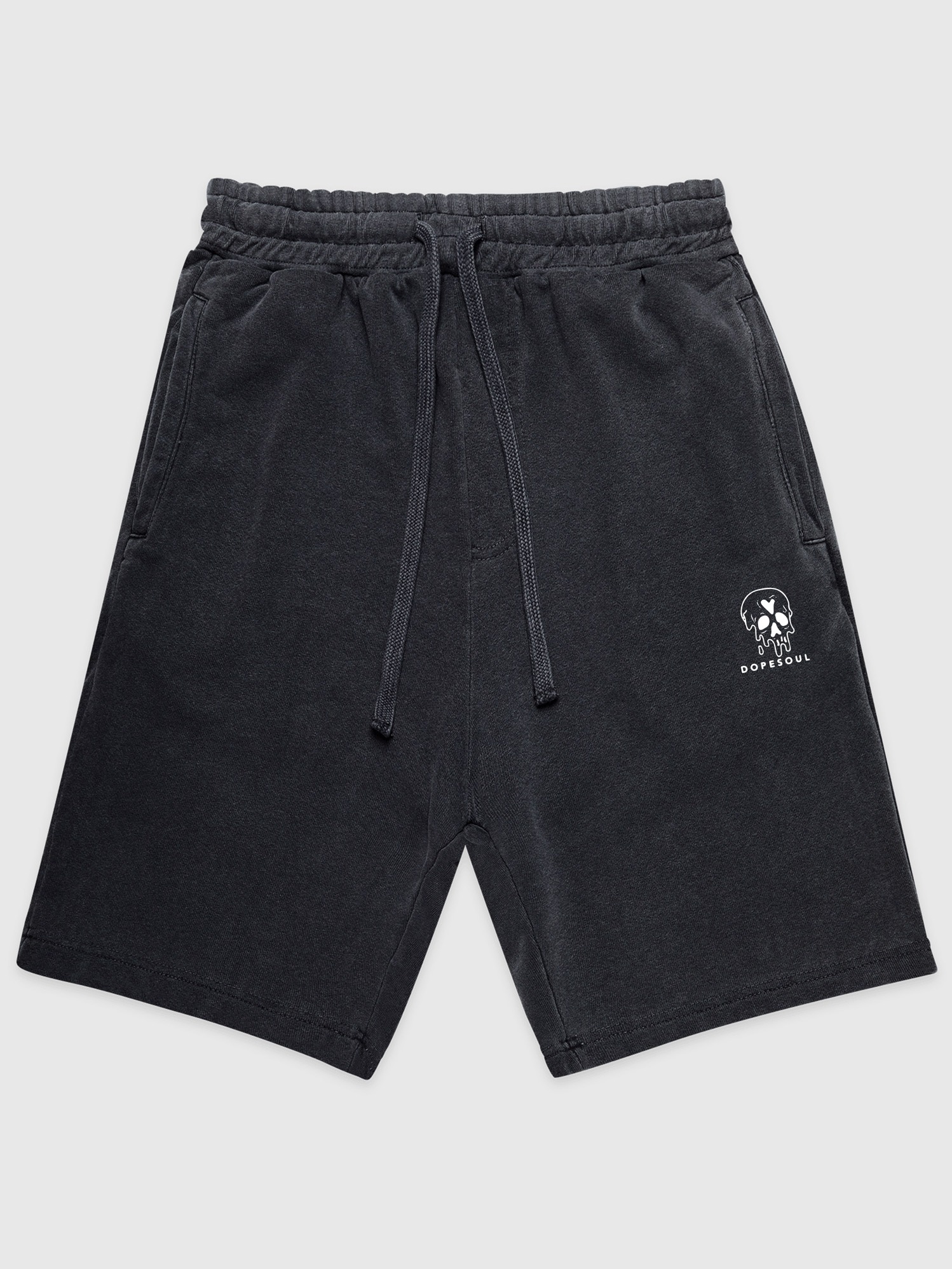 VINTAGE BLACK SKULL FLEECE SHORTS | DopeSoul