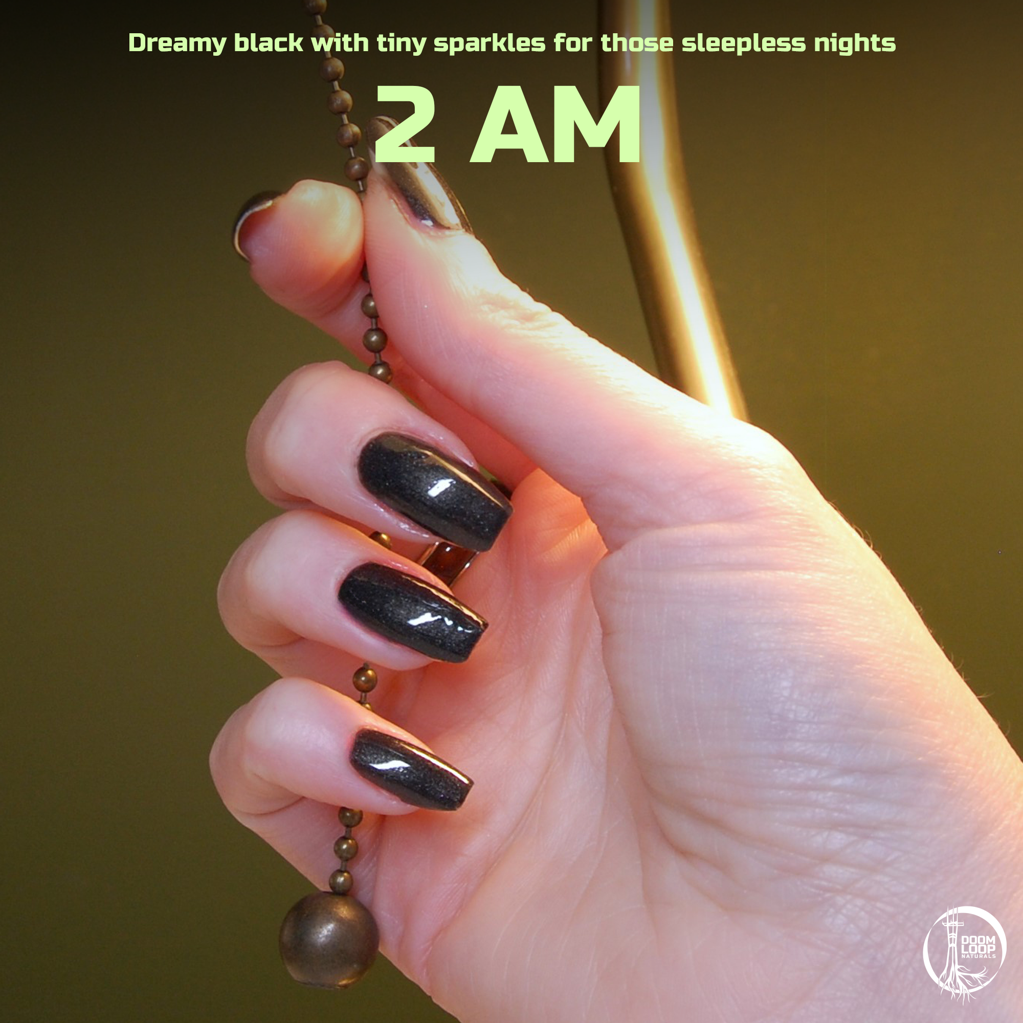 2 AM - Black Holo Sparkle Nail Polish | Doom Loop Nails