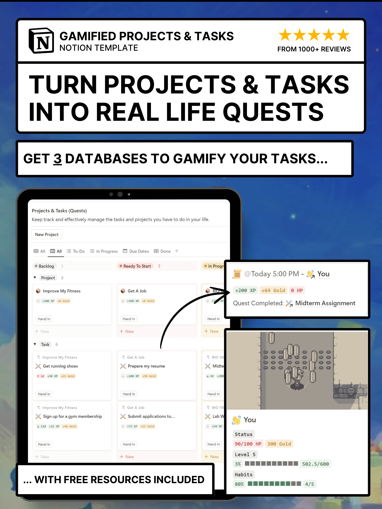 Gamified Projects & Tasks Notion Template