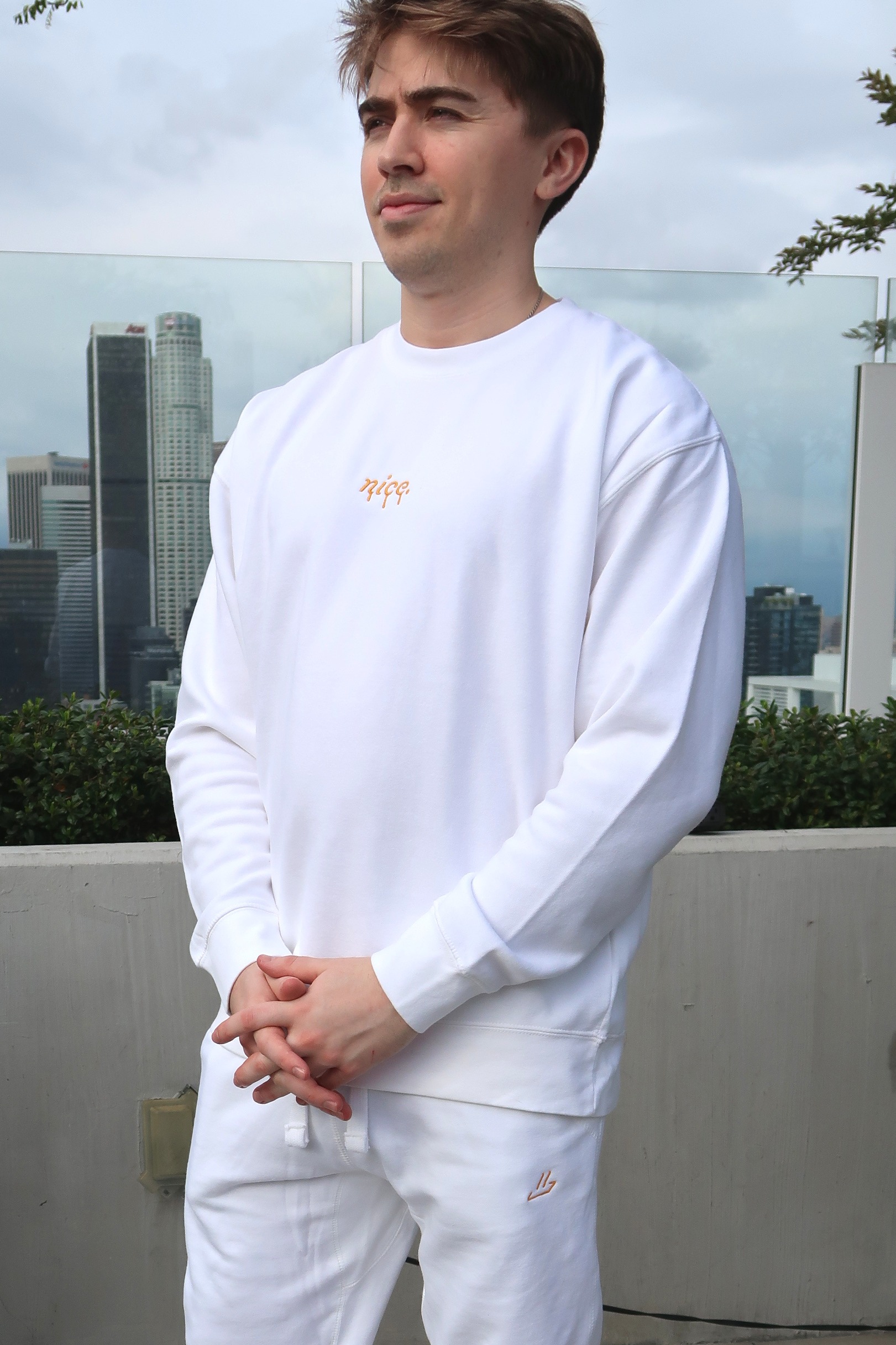 Premium 'Nice.' Drip Sweatshirt (White)