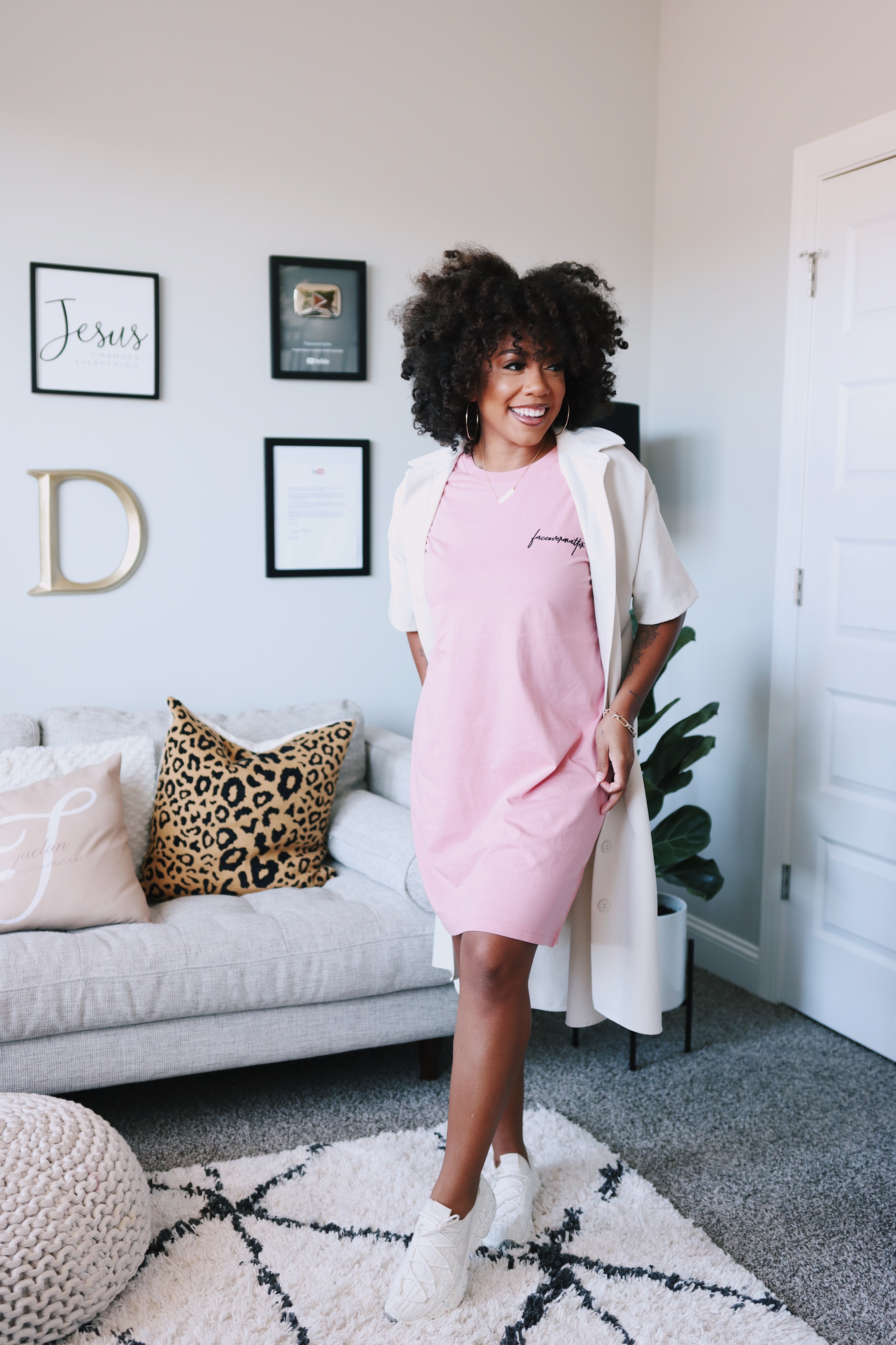 Faceovermatter T-Shirt Dress (Canyon Pink) | faceovermatter