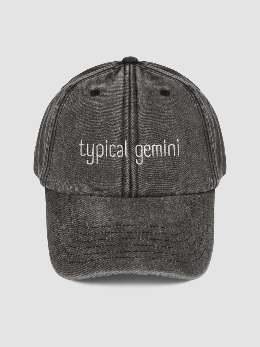 Typical Gemini Black on Black Vintage Wash Dad Hat Gem in Gemini