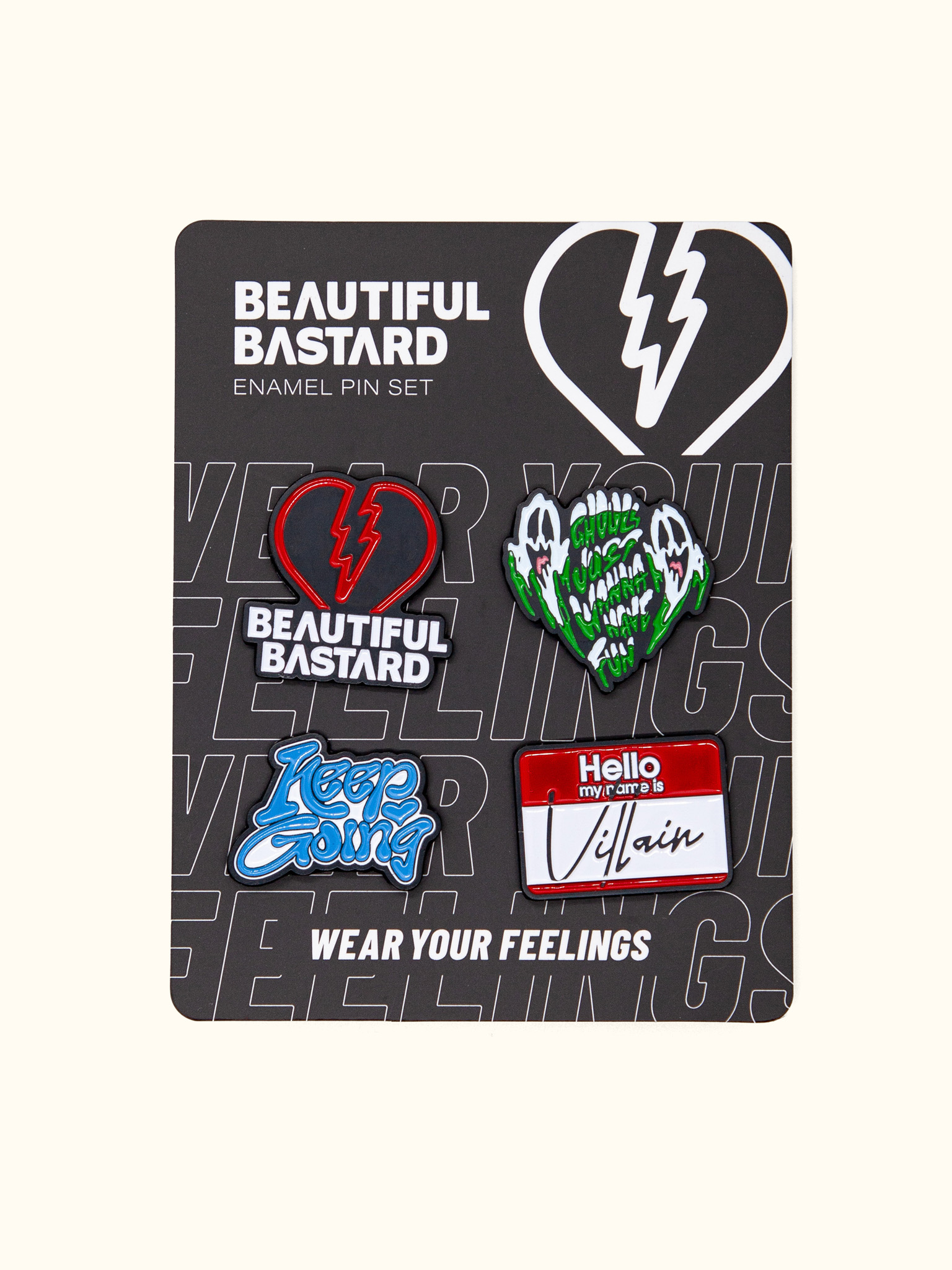 Beautiful Bastard Wear Your Feelings - Enamel Pin Set (4 Pack)