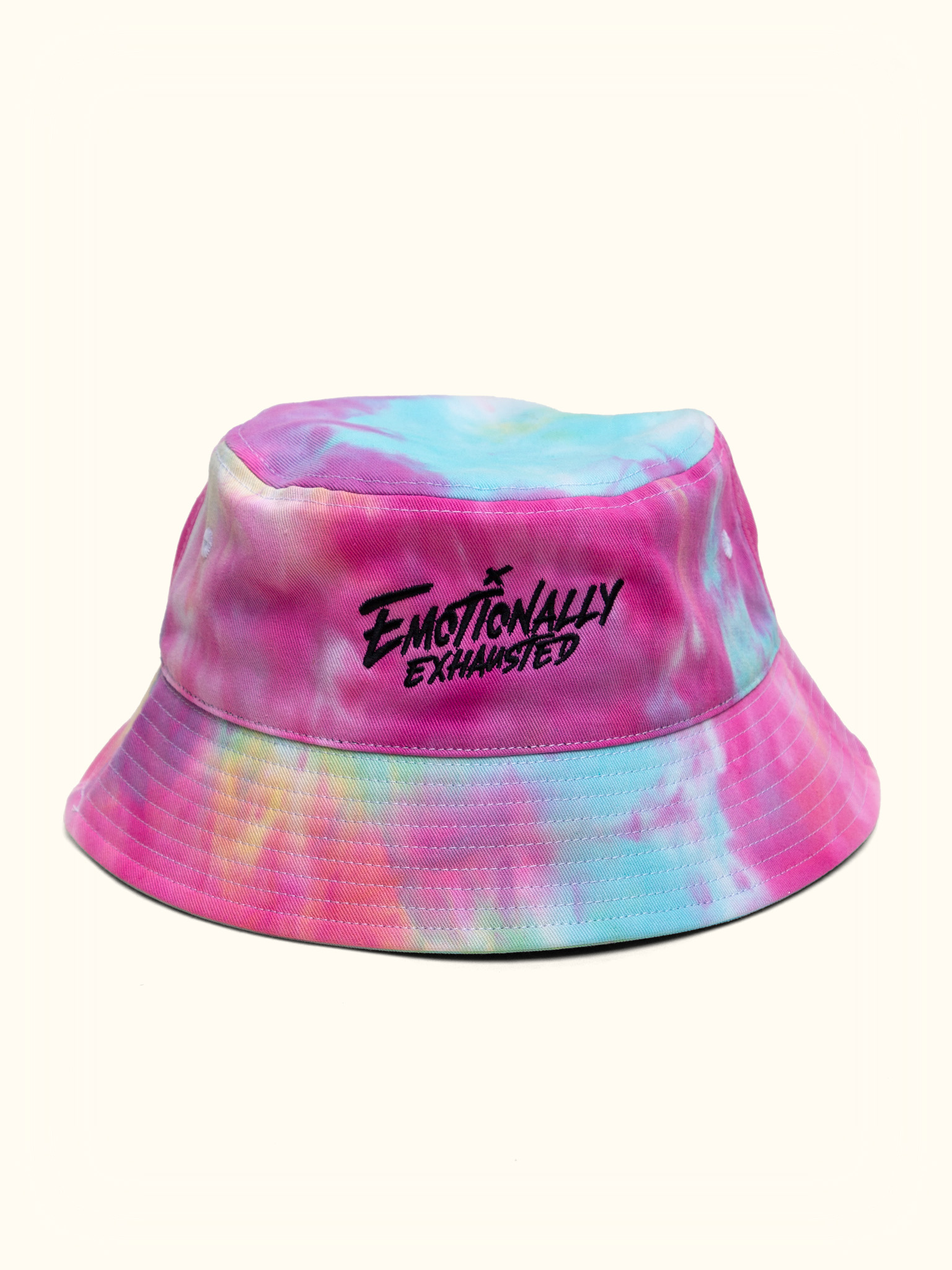Emotionally Exhausted Tie Dye Bucket Hat