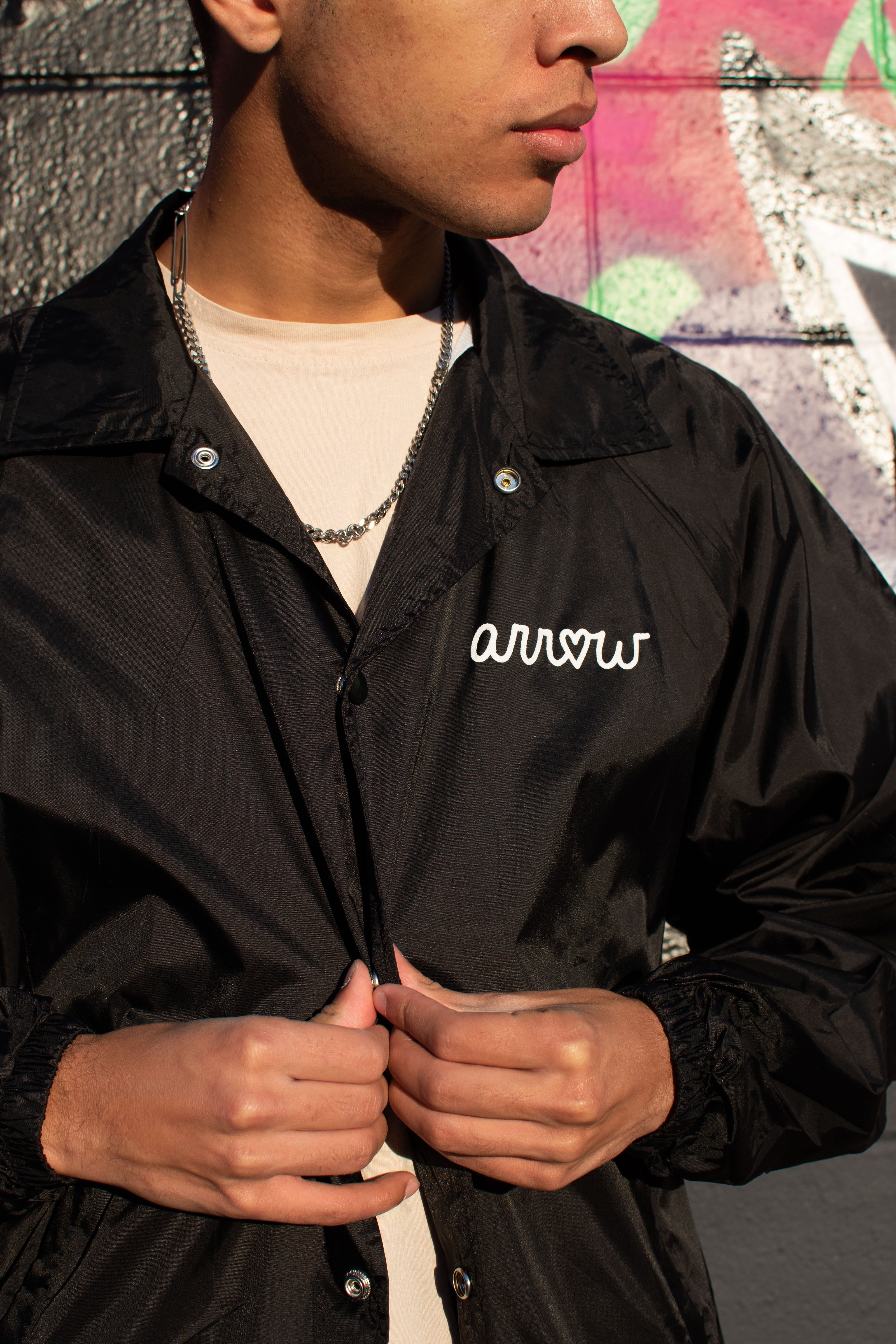 【GRAVER】Heart board embroidered white clip windbreaker Designer fashion, Seoul-fully created | W Concept