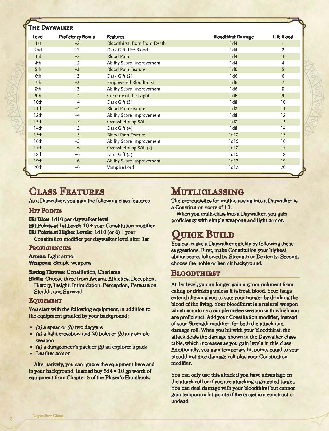 Daywalker 5E Class (PDF) | Gamingbrew