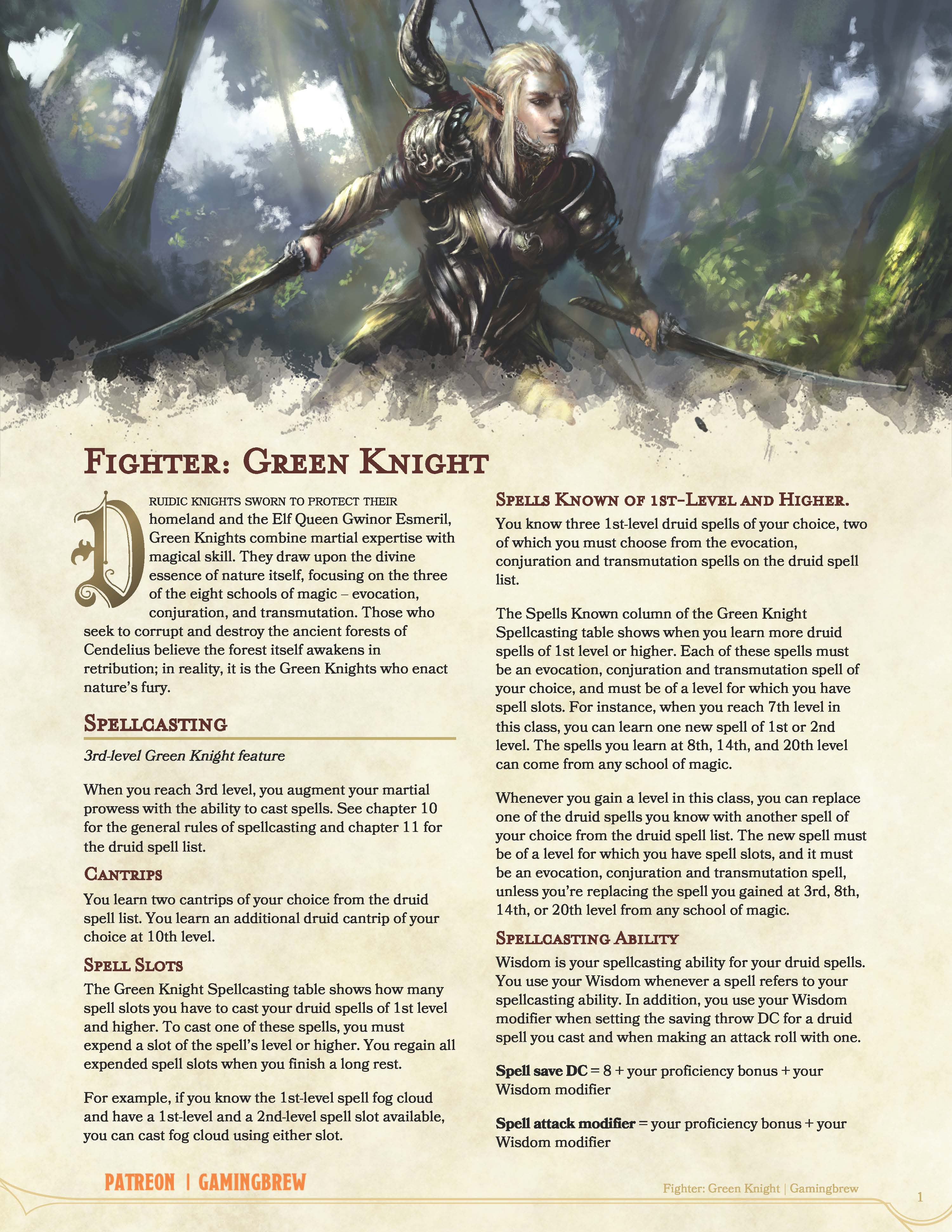 Green Knight | 5E Fighter Subclass | Gamingbrew