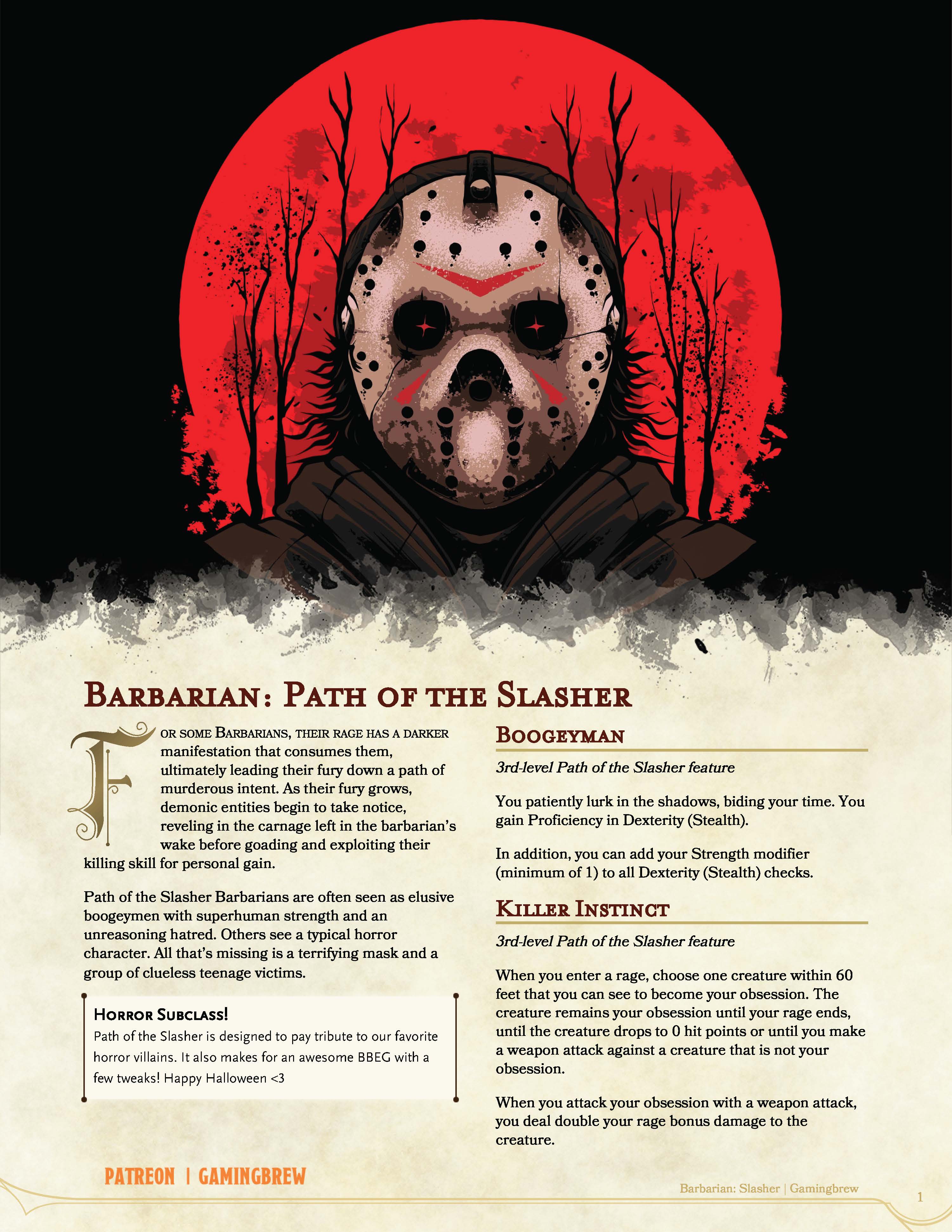 Path of the Slasher 5E Barbarian Subclass Gamingbrew