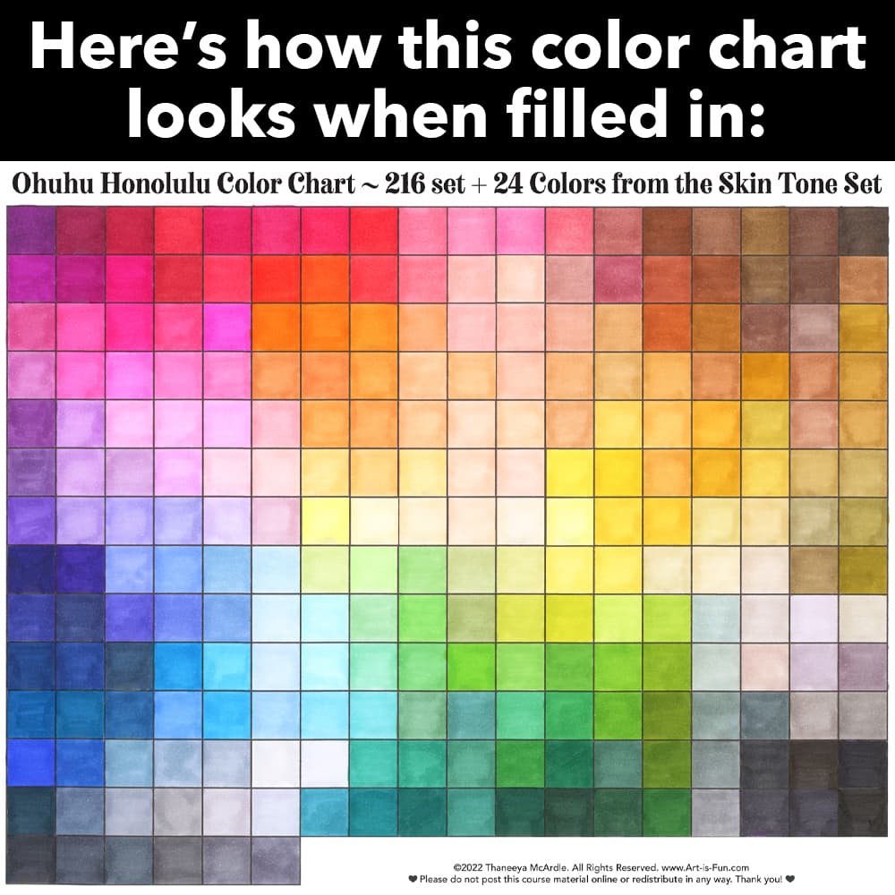 Ohuhu Color Chart - 240 Colors (NEW + OLD) in Chromatic