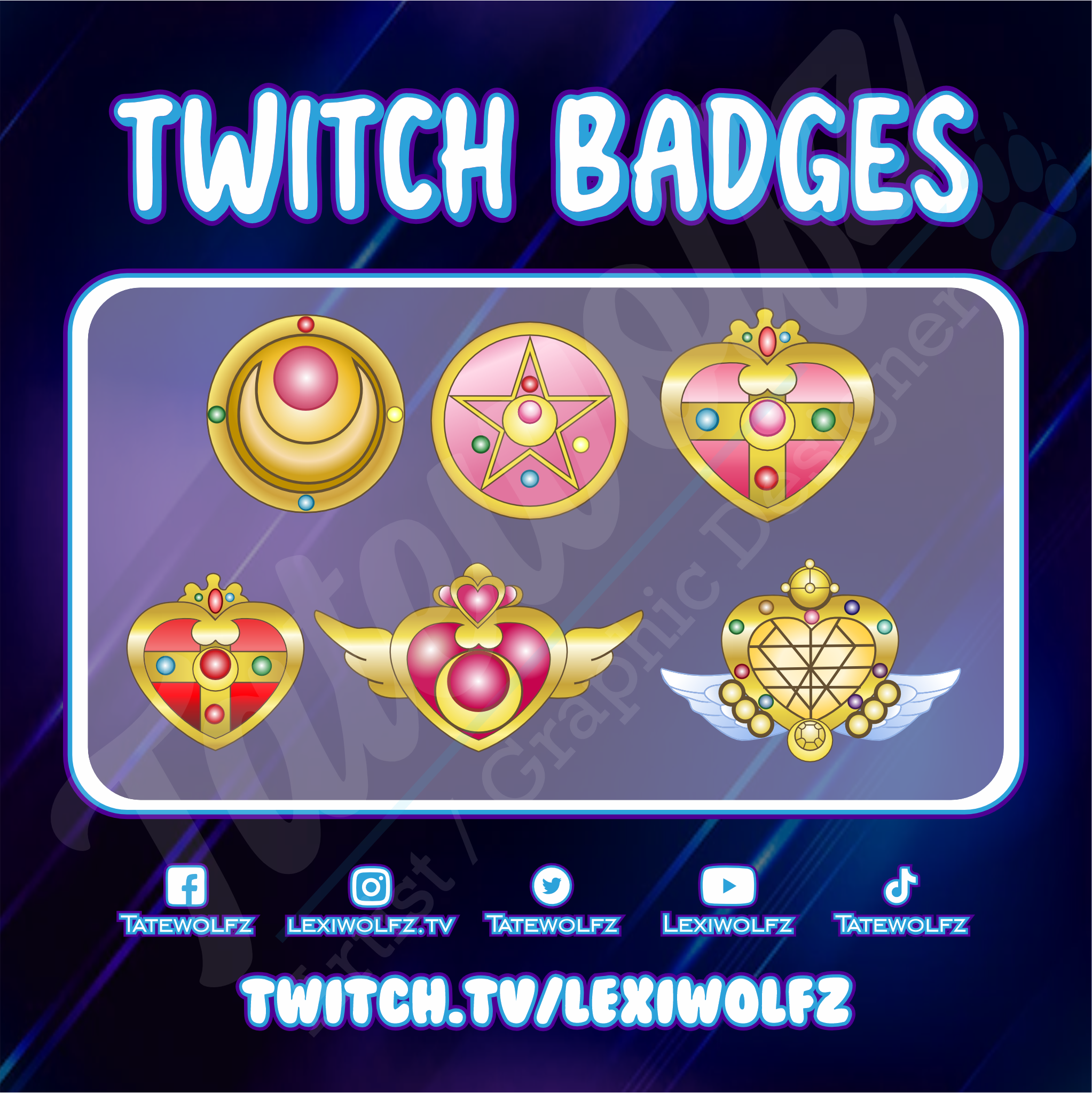 Sailormoon Twitch Badges - Gaming Visuals