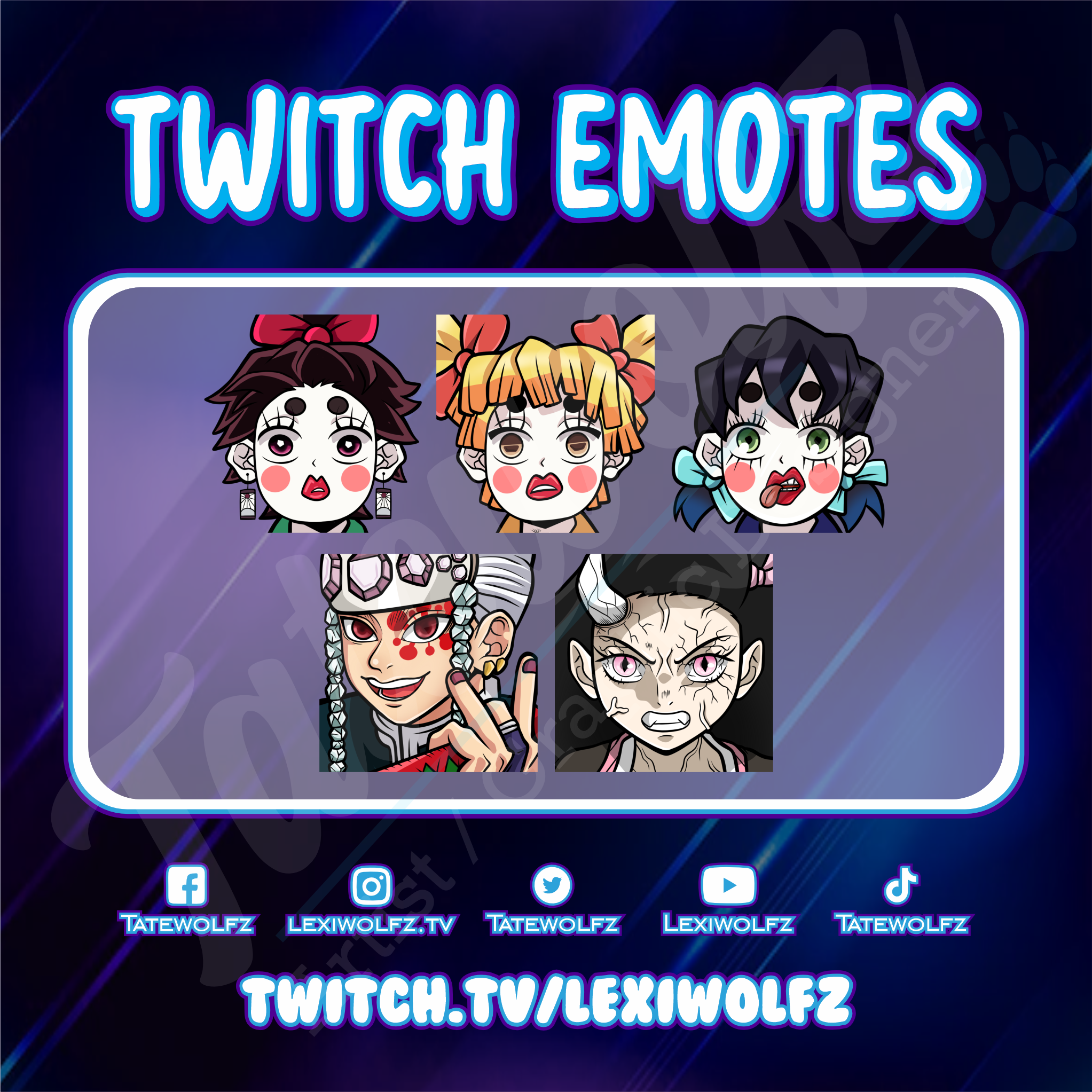 Demon Anime Characters Twitch Discord Emote 6x Bundle | Kawaii Chibi Cute