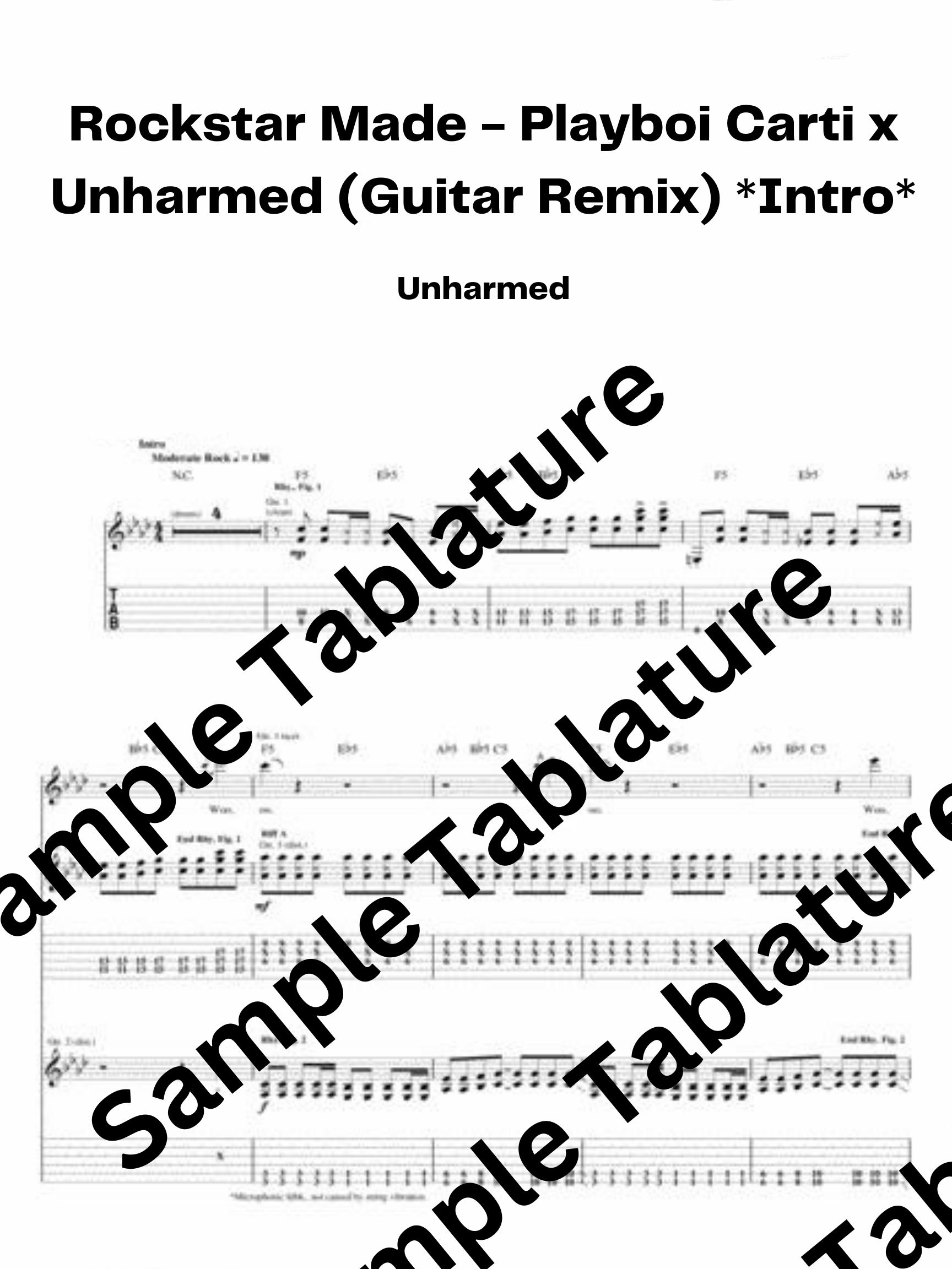 Rockstar Made - Playboi Carti x Unharmed x Thomas (INTRO ONLY) Guitar  Tablature