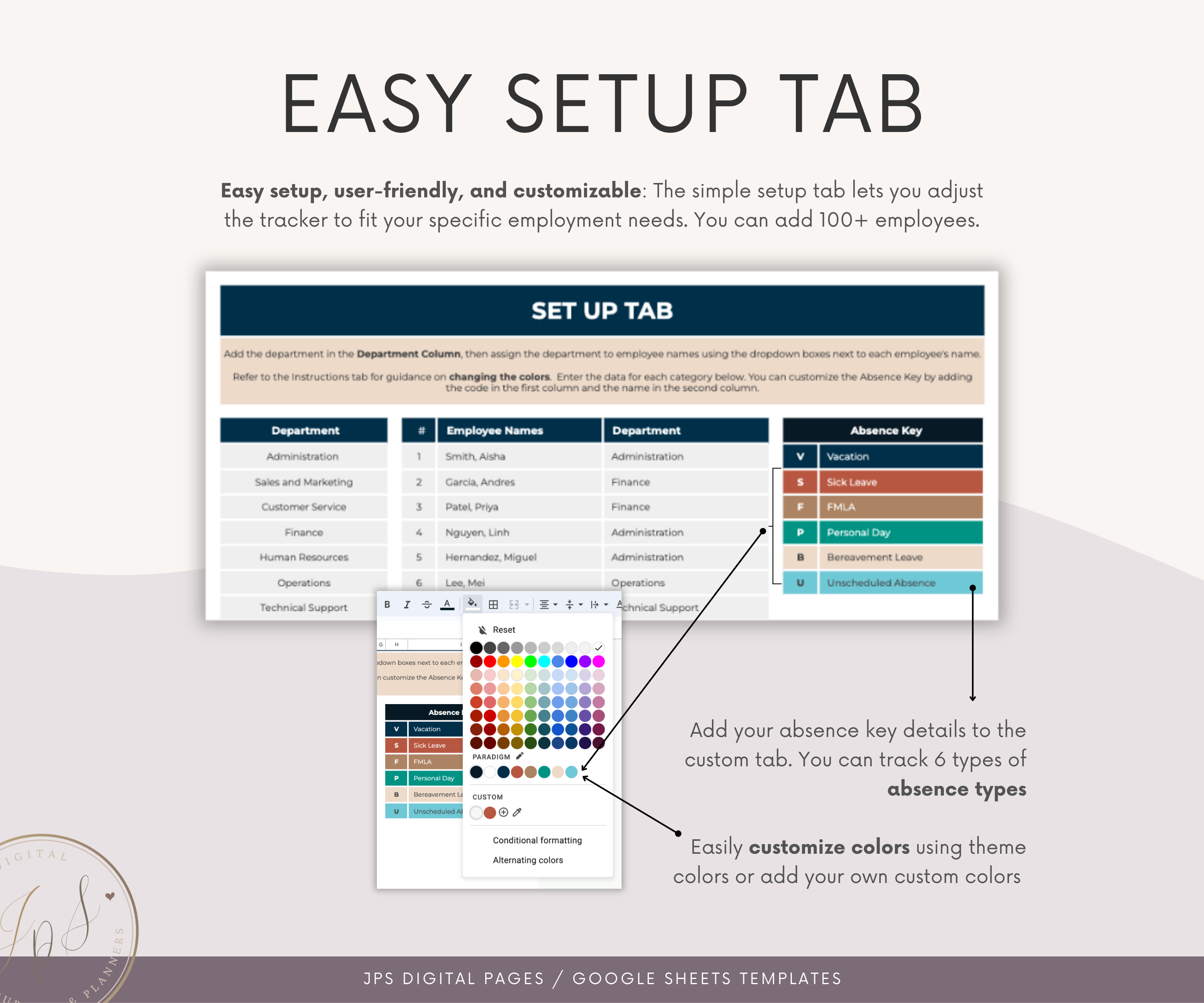 Employee Absence Tracker Dashboard Google Sheets Template Designs By Darowan