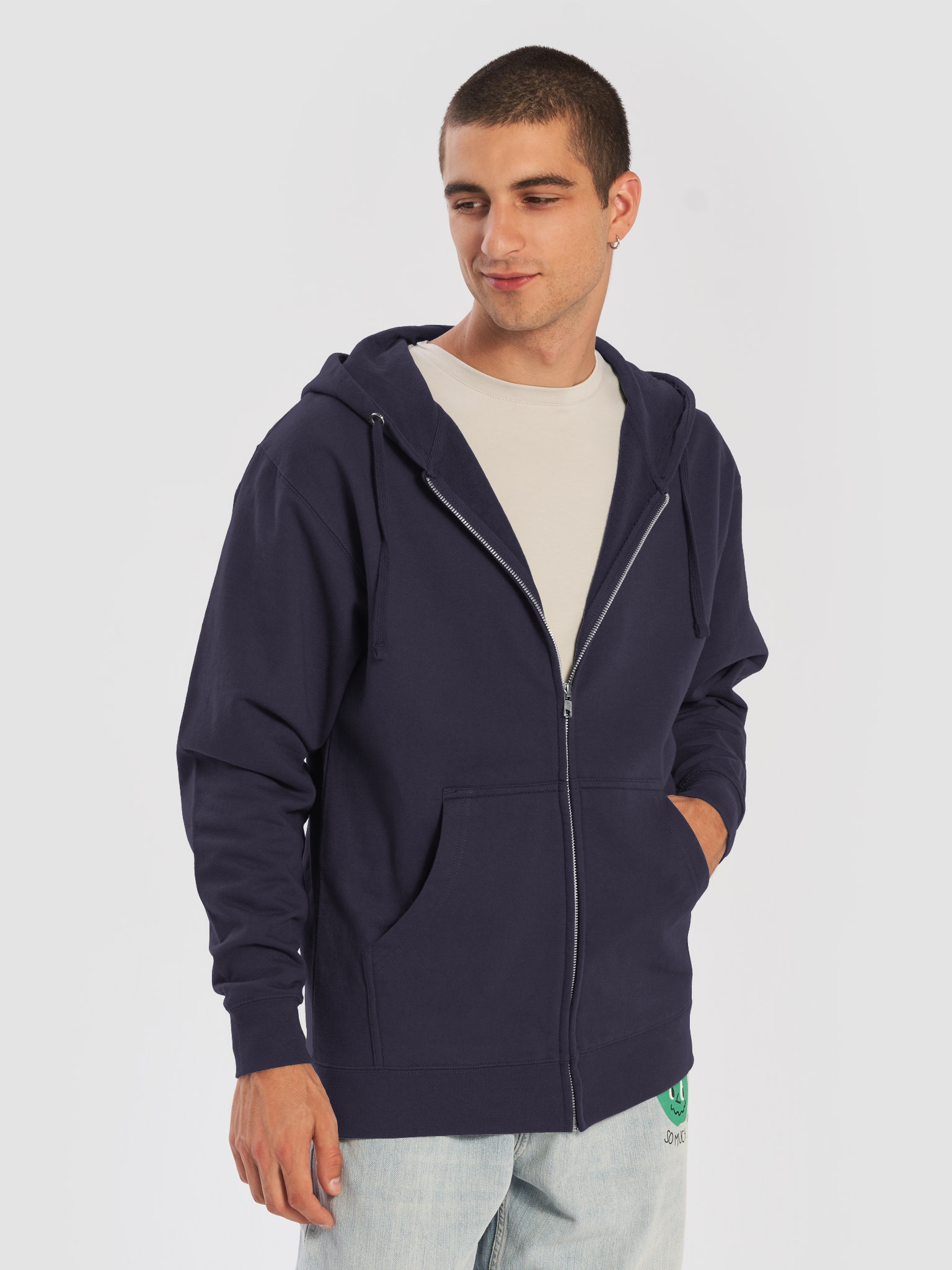 トップス simply complicated hoodie vintage blue Large, Vintage 1960s Turquoise Cotton Zip up Hoodie