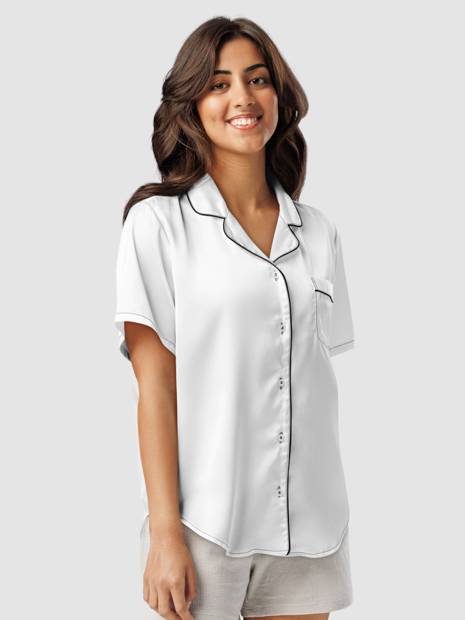 SIXPAD Sleep Top (Short Sleeve) L ベージュ Loft Women's Soft Short Sleeve Top & Bike Short Sleep Set